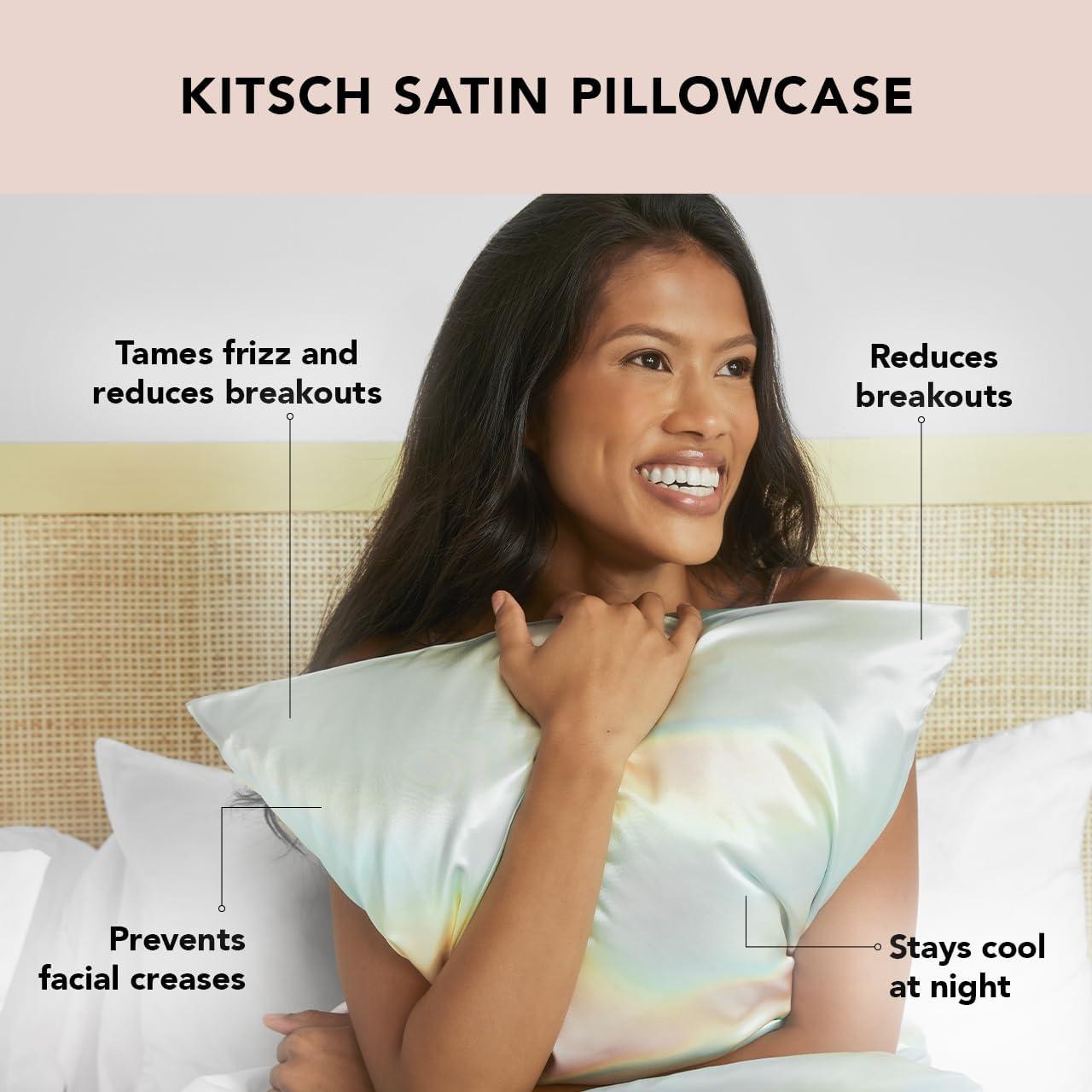 imageKitsch Holiday Satin Pillowcase with Zipper for Hair and Skin Softer Than Silk Pillow Cases 2 Pack Cooling Pillow Covers Machine Washable WrinkleFree Satin Queen Size Set of 2 19quotx26quot BlushAura