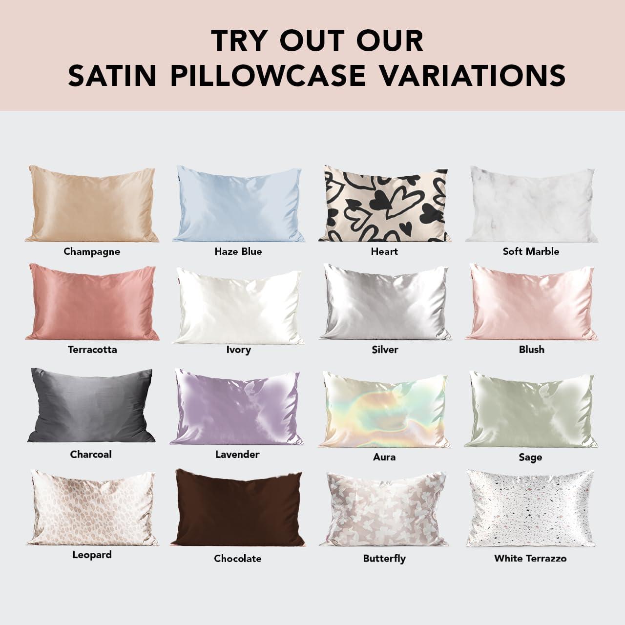 imageKitsch Holiday Satin Pillowcase with Zipper for Hair and Skin Softer Than Silk Pillow Cases 2 Pack Cooling Pillow Covers Machine Washable WrinkleFree Satin Queen Size Set of 2 19quotx26quot BlushIvory