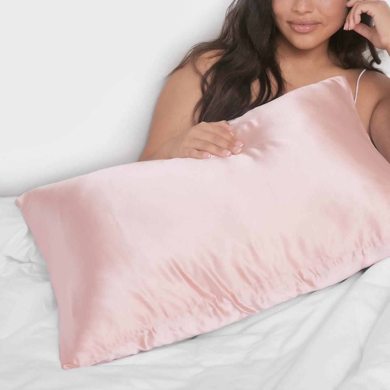 imageKitsch Holiday Satin Pillowcase with Zipper for Hair and Skin Softer Than Silk Pillow Cases 2 Pack Cooling Pillow Covers Machine Washable WrinkleFree Satin Queen Size Set of 2 19quotx26quot BlushBlush