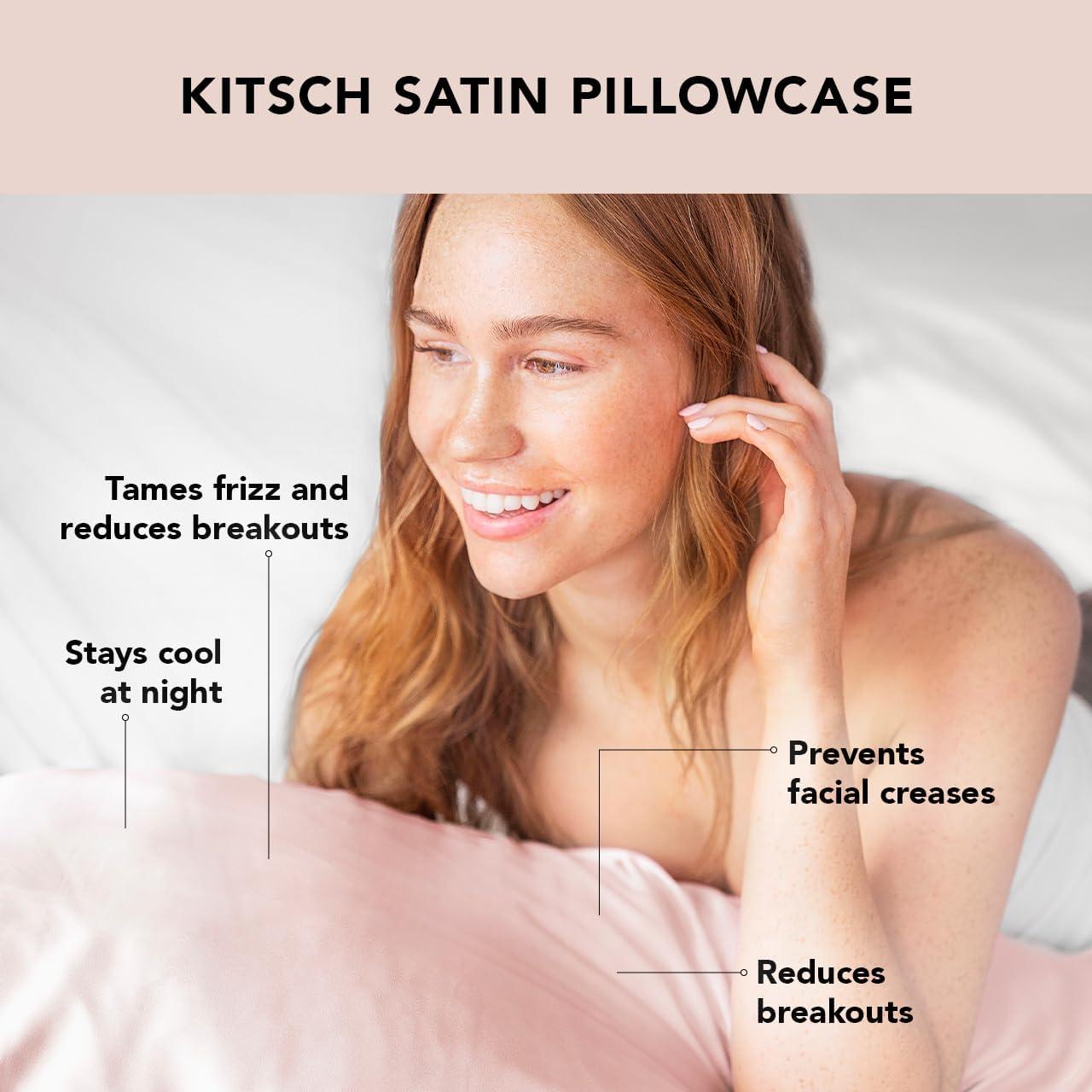 imageKitsch Holiday Satin Pillowcase with Zipper for Hair and Skin Softer Than Silk Pillow Cases 2 Pack Cooling Pillow Covers Machine Washable WrinkleFree Satin Queen Size Set of 2 19quotx26quot BlushBlush