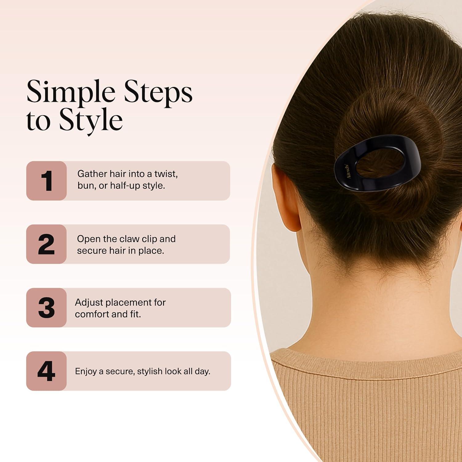 imageKitsch Medium Flat Claw Clips for Women  Stylish Flat Hair Clips Strong Hold for Thick ampamp Fine Hair  NonSlip for Secure Comfortable AllDay Wear  Ideal Gifts for Women  CherrySBlack
