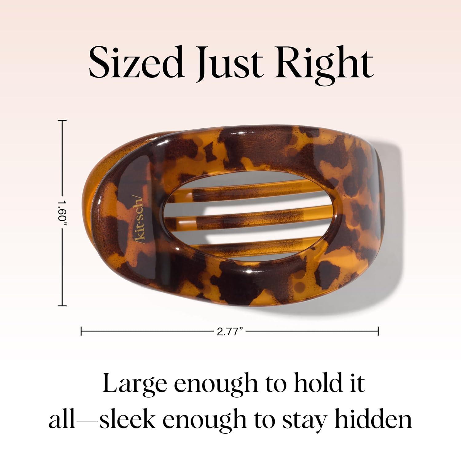 imageKitsch Medium Flat Claw Clips for Women  Stylish Flat Hair Clips Strong Hold for Thick ampamp Fine Hair  NonSlip for Secure Comfortable AllDay Wear  Ideal Gifts for Women  CherrySTortoise
