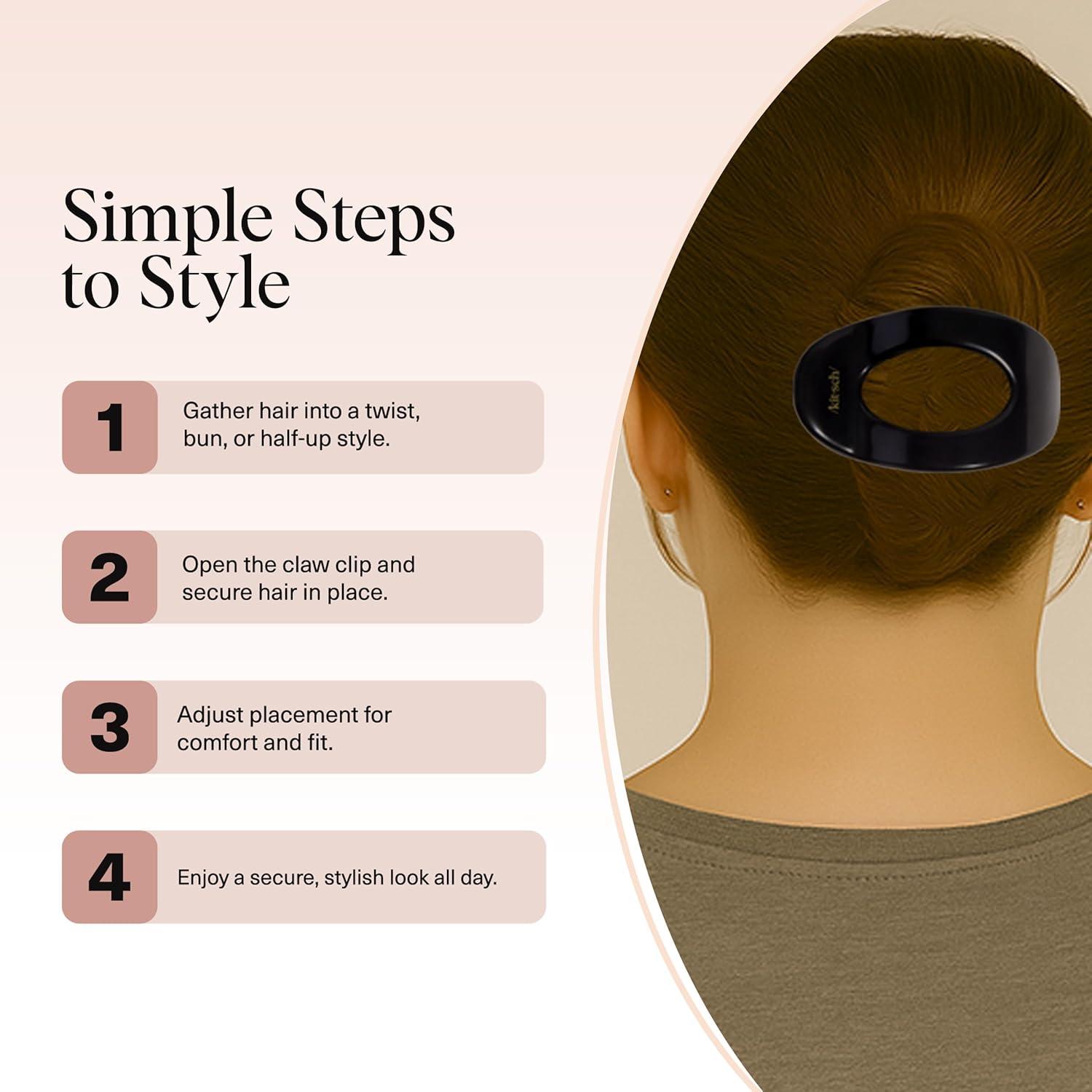 imageKitsch Medium Flat Claw Clips for Women  Stylish Flat Hair Clips Strong Hold for Thick ampamp Fine Hair  NonSlip for Secure Comfortable AllDay Wear  Ideal Gifts for Women  CherryMBlack