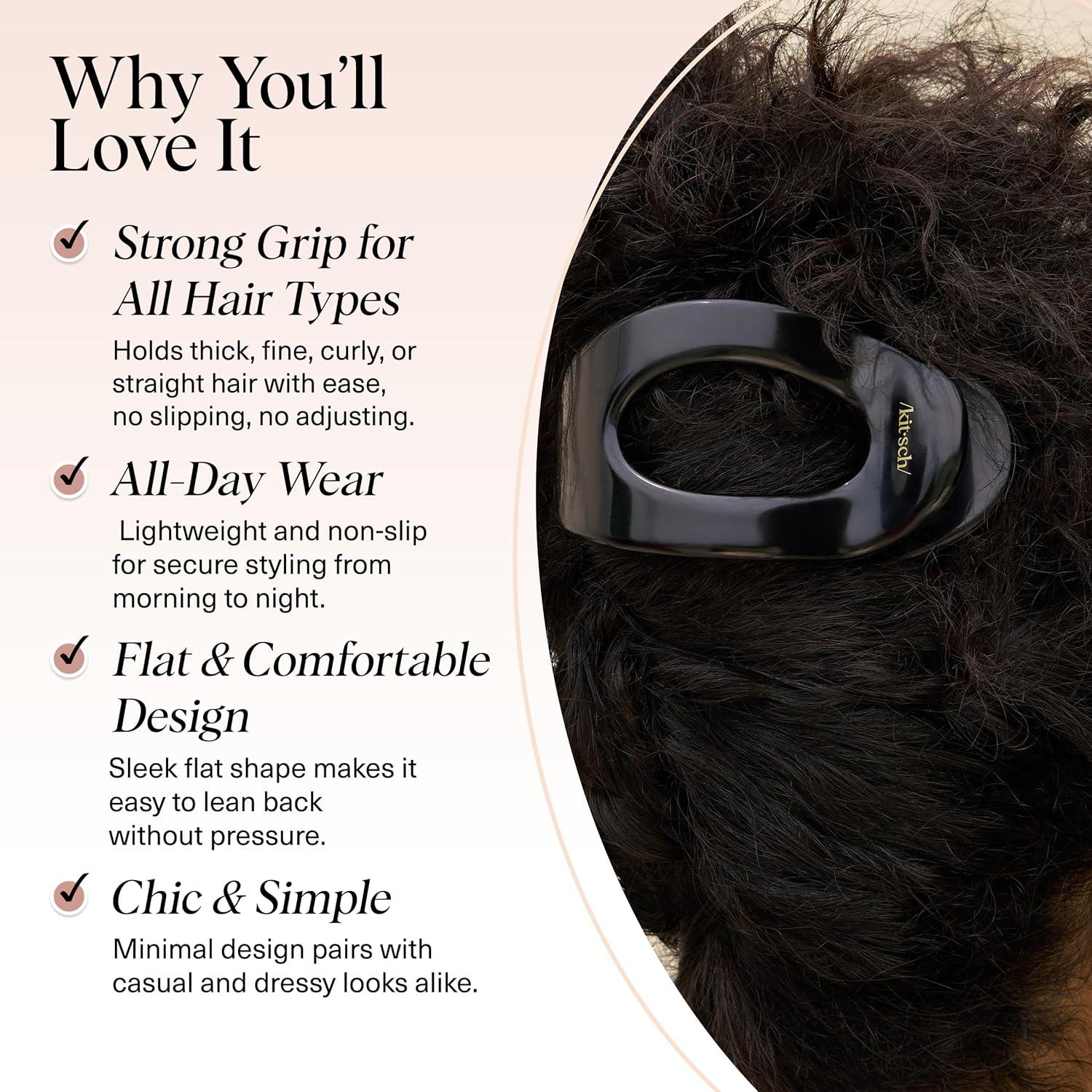 imageKitsch Medium Flat Claw Clips for Women  Stylish Flat Hair Clips Strong Hold for Thick ampamp Fine Hair  NonSlip for Secure Comfortable AllDay Wear  Ideal Gifts for Women  CherryLBlack