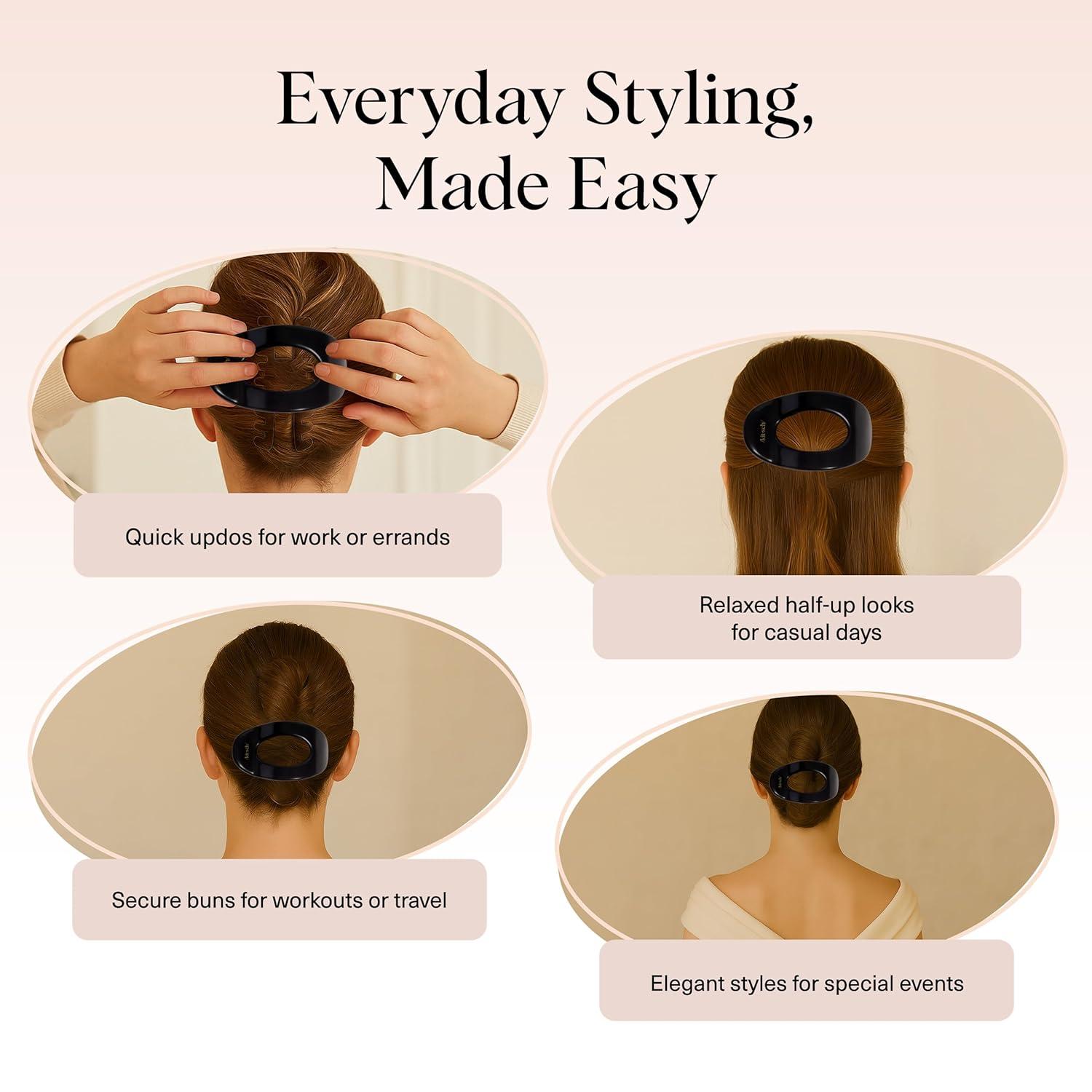 imageKitsch Medium Flat Claw Clips for Women  Stylish Flat Hair Clips Strong Hold for Thick ampamp Fine Hair  NonSlip for Secure Comfortable AllDay Wear  Ideal Gifts for Women  CherryLBlack