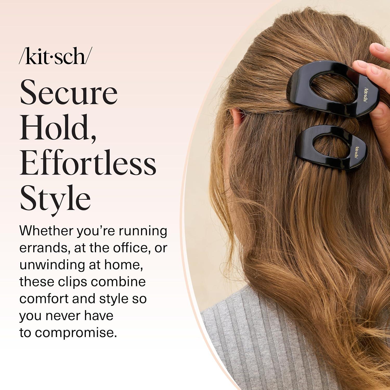 imageKitsch Medium Flat Claw Clips for Women  Stylish Flat Hair Clips Strong Hold for Thick ampamp Fine Hair  NonSlip for Secure Comfortable AllDay Wear  Ideal Gifts for Women  CherryMBlack