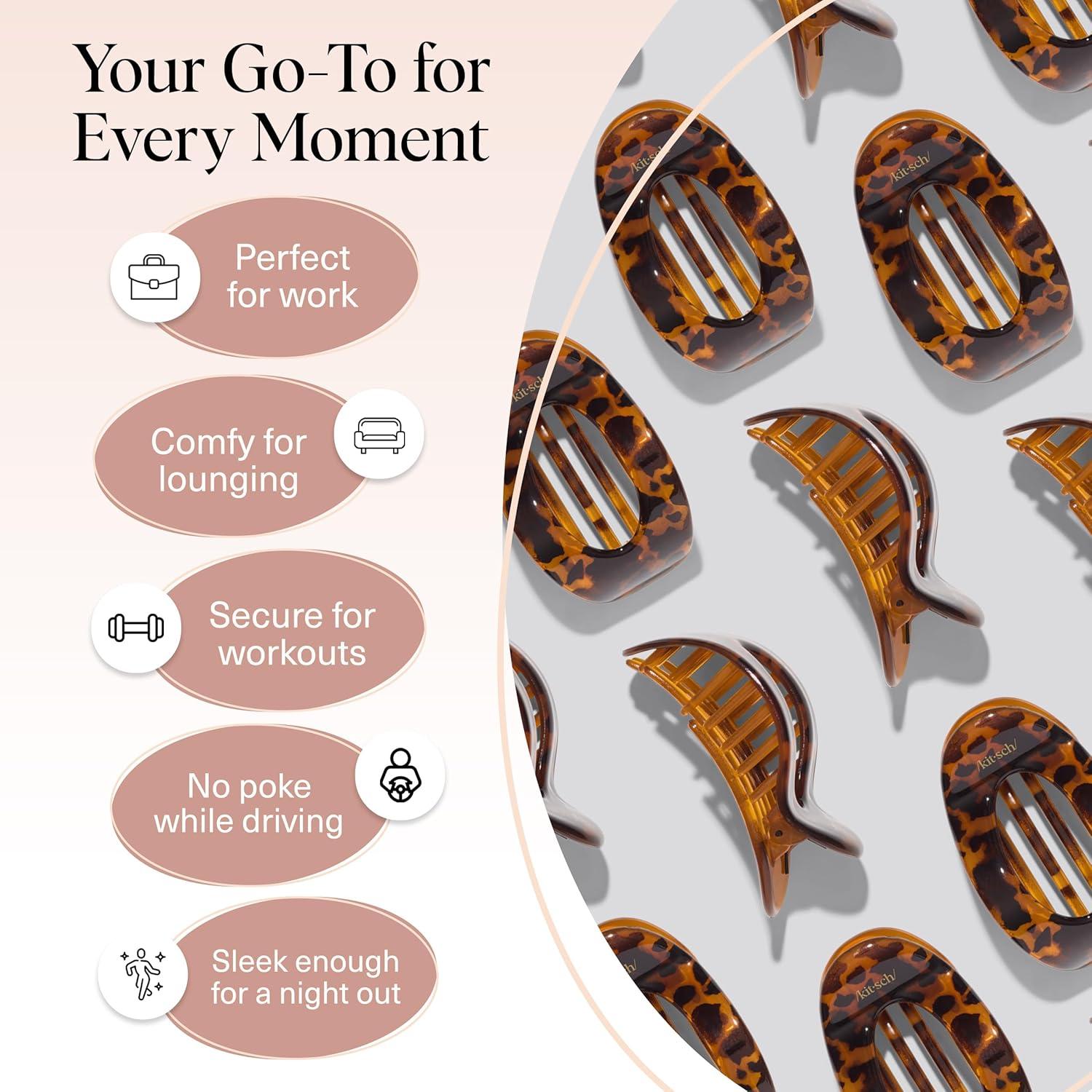 imageKitsch Medium Flat Claw Clips for Women  Stylish Flat Hair Clips Strong Hold for Thick ampamp Fine Hair  NonSlip for Secure Comfortable AllDay Wear  Ideal Gifts for Women  CherryMTortoise