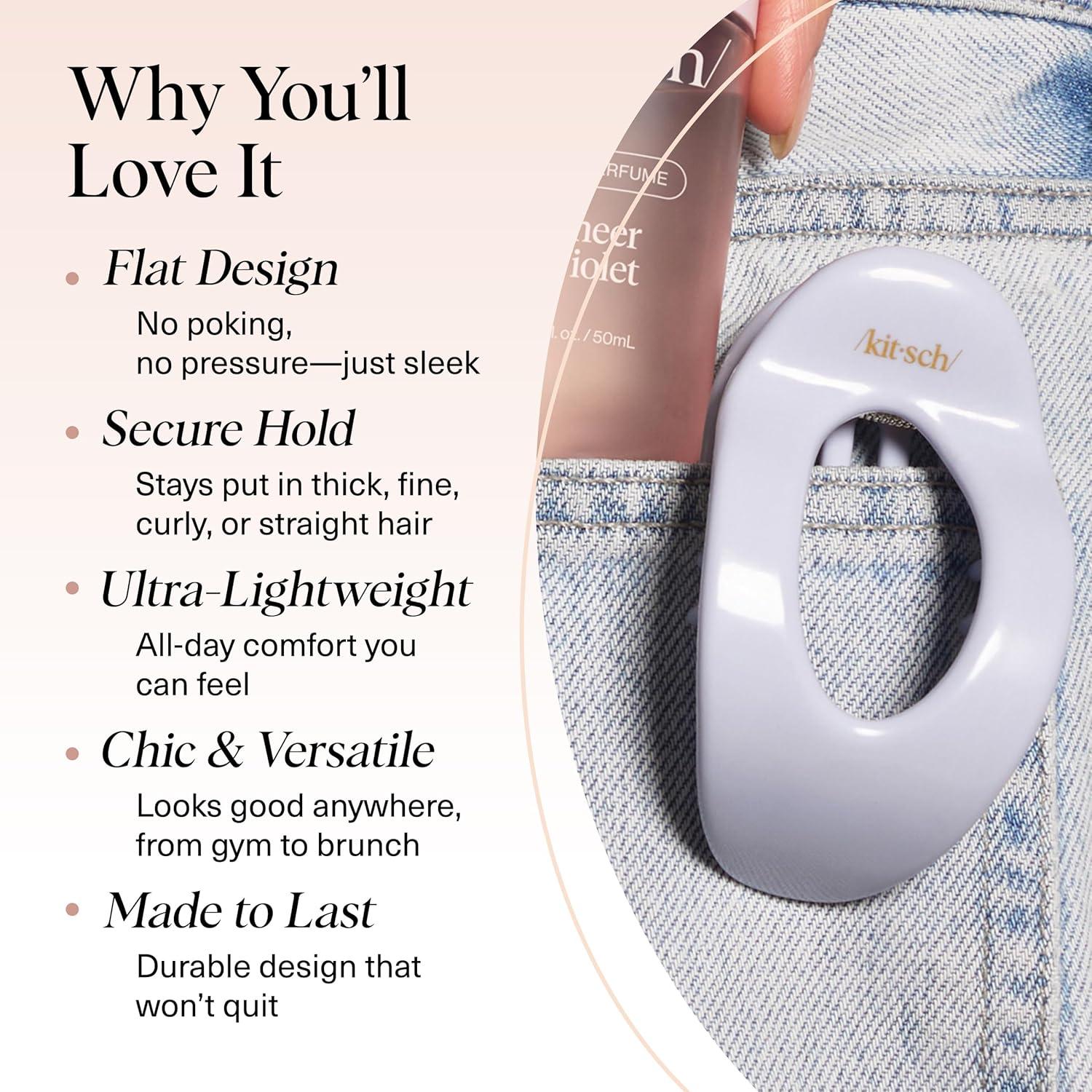 imageKitsch Medium Flat Claw Clips for Women  Stylish Flat Hair Clips Strong Hold for Thick ampamp Fine Hair  NonSlip for Secure Comfortable AllDay Wear  Ideal Gifts for Women  CherryHydrangea Breeze