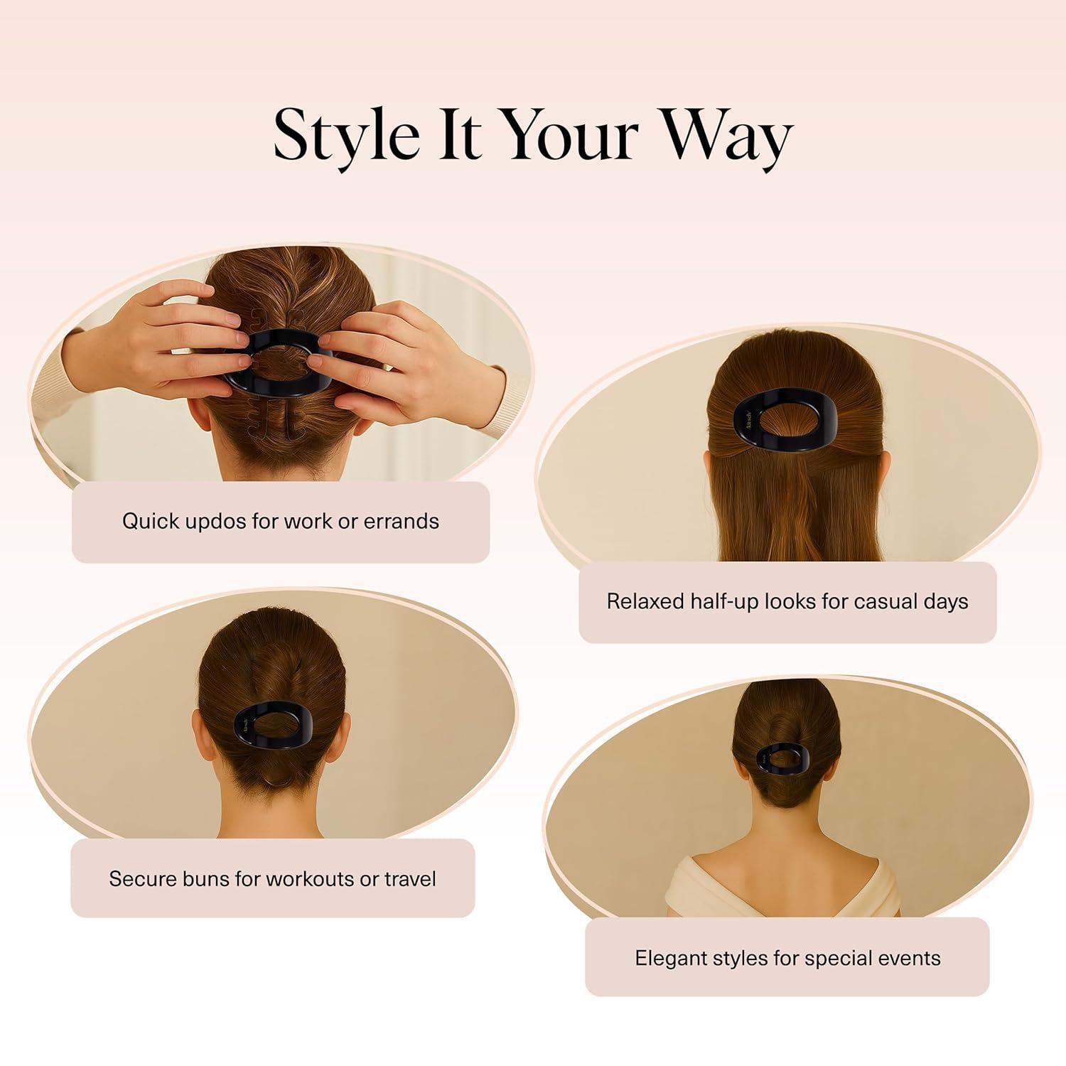 imageKitsch Medium Flat Claw Clips for Women  Stylish Flat Hair Clips Strong Hold for Thick ampamp Fine Hair  NonSlip for Secure Comfortable AllDay Wear  Ideal Gifts for Women  CherryMBlack
