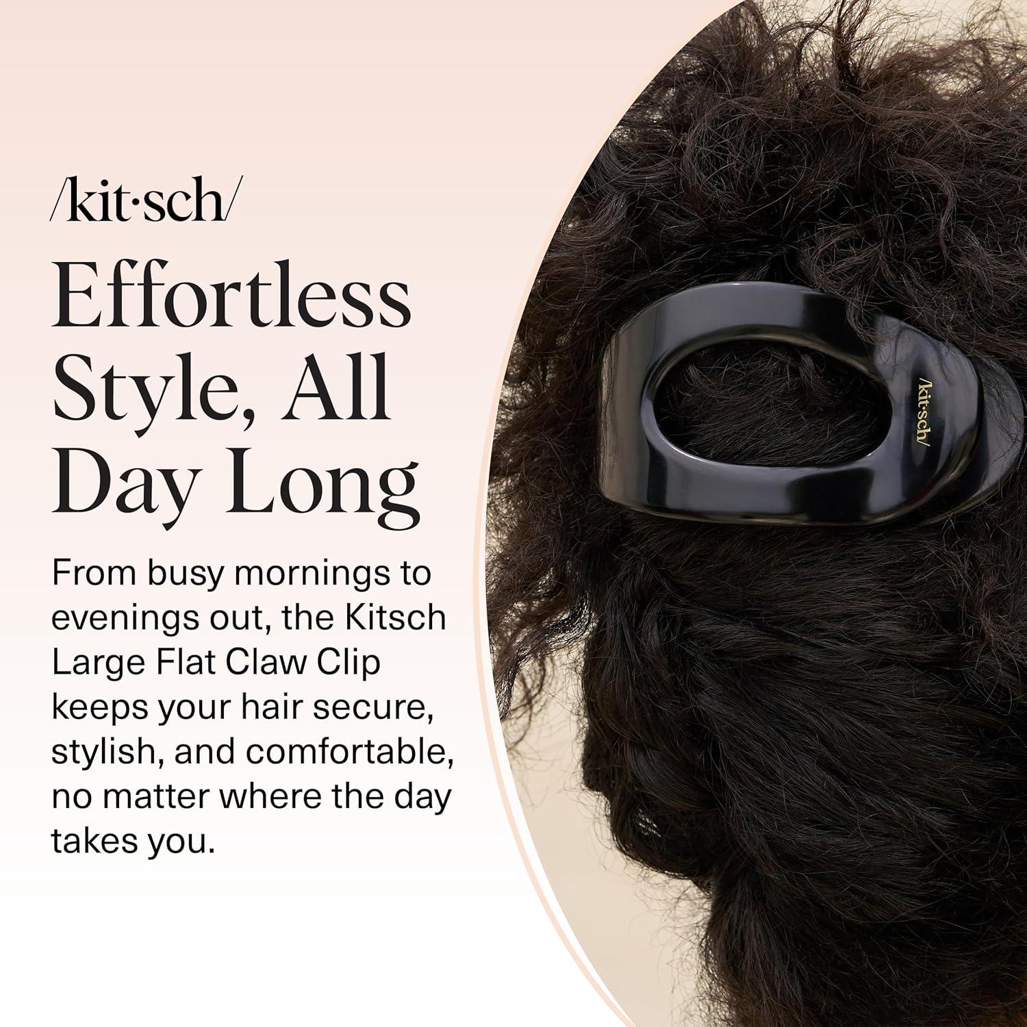 imageKitsch Medium Flat Claw Clips for Women  Stylish Flat Hair Clips for Women Strong Hold for Thick ampamp Fine Hair  NonSlip for Secure Comfortable AllDay Wear  BlackLBlack