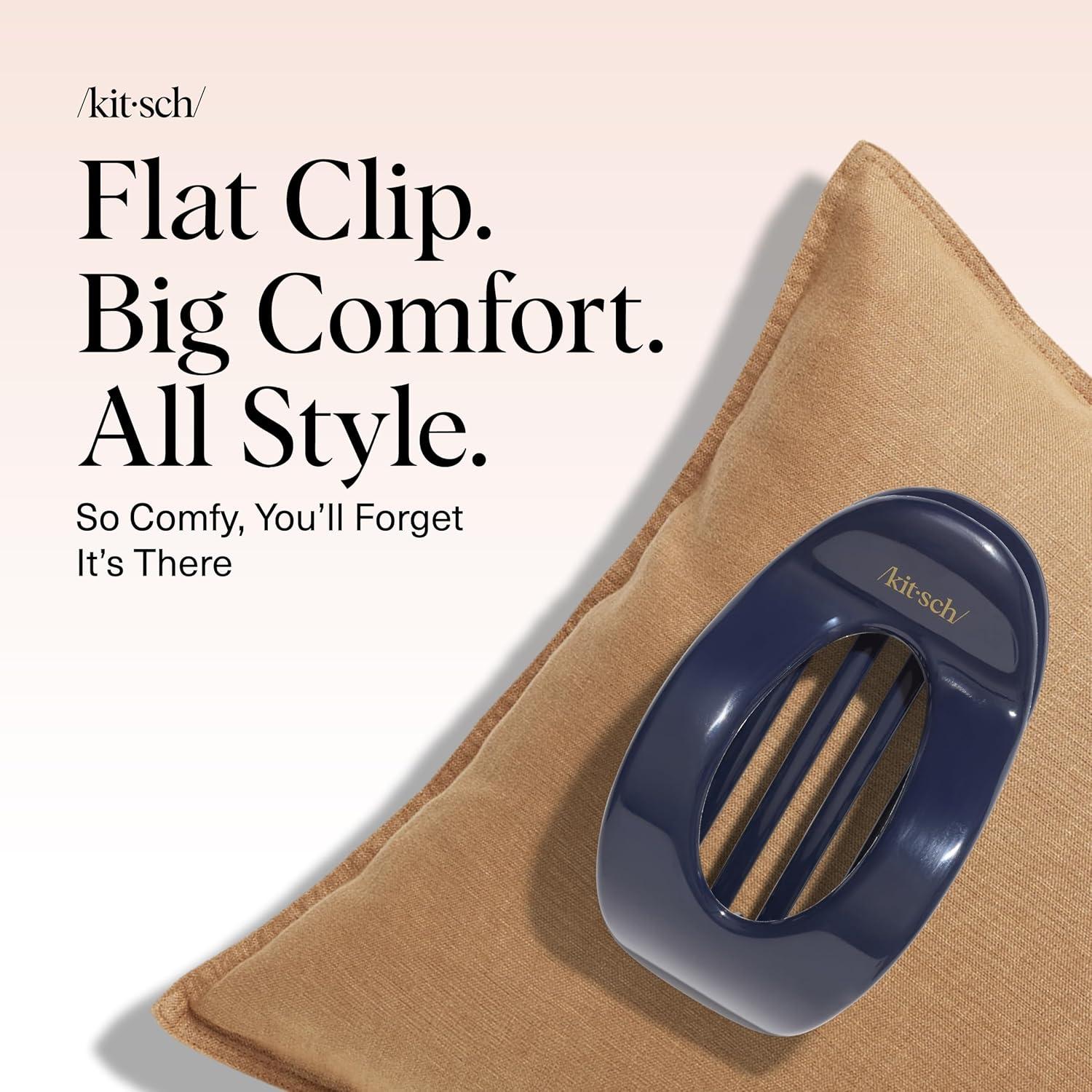 imageKitsch Medium Flat Claw Clips for Women  Stylish Flat Hair Clips for Women Strong Hold for Thick ampamp Fine Hair  NonSlip for Secure Comfortable AllDay Wear  BlackBlue Orchid