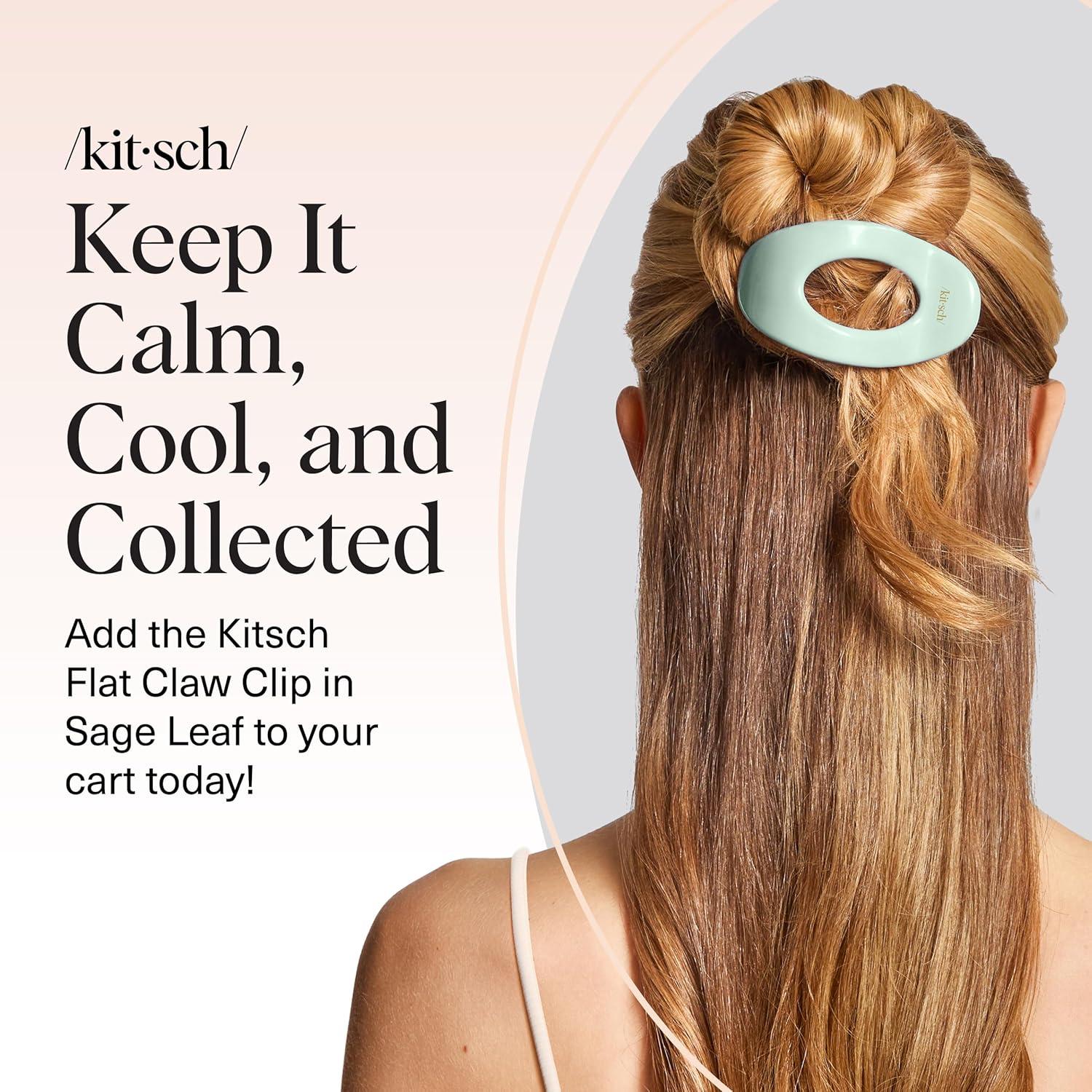 imageKitsch Medium Flat Claw Clips for Women  Stylish Flat Hair Clips for Women Strong Hold for Thick ampamp Fine Hair  NonSlip for Secure Comfortable AllDay Wear  BlackSage Leaf