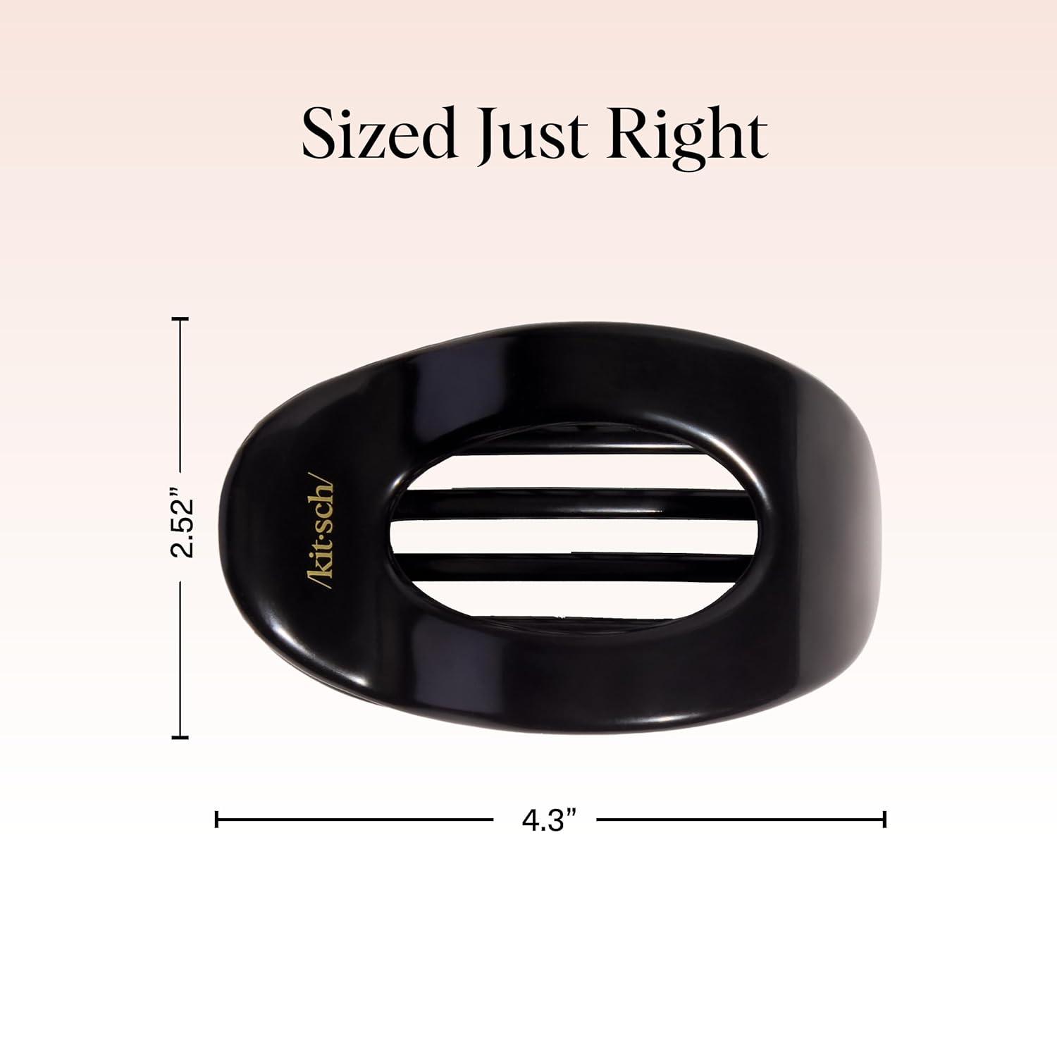 imageKitsch Medium Flat Claw Clips for Women  Stylish Flat Hair Clips for Women Strong Hold for Thick ampamp Fine Hair  NonSlip for Secure Comfortable AllDay Wear  BlackLBlack