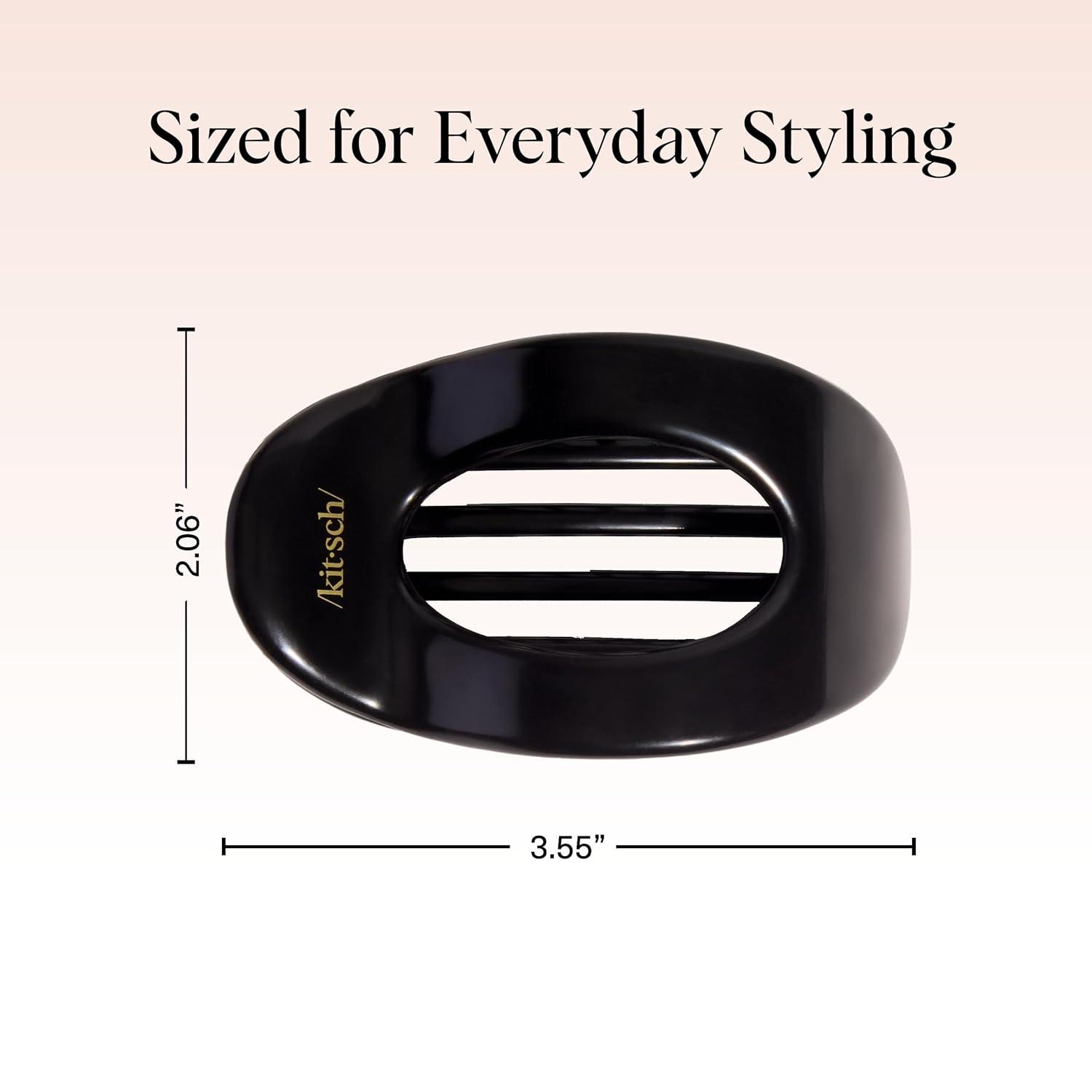 imageKitsch Medium Flat Claw Clips for Women  Stylish Flat Hair Clips for Women Strong Hold for Thick ampamp Fine Hair  NonSlip for Secure Comfortable AllDay Wear  BlackMBlack