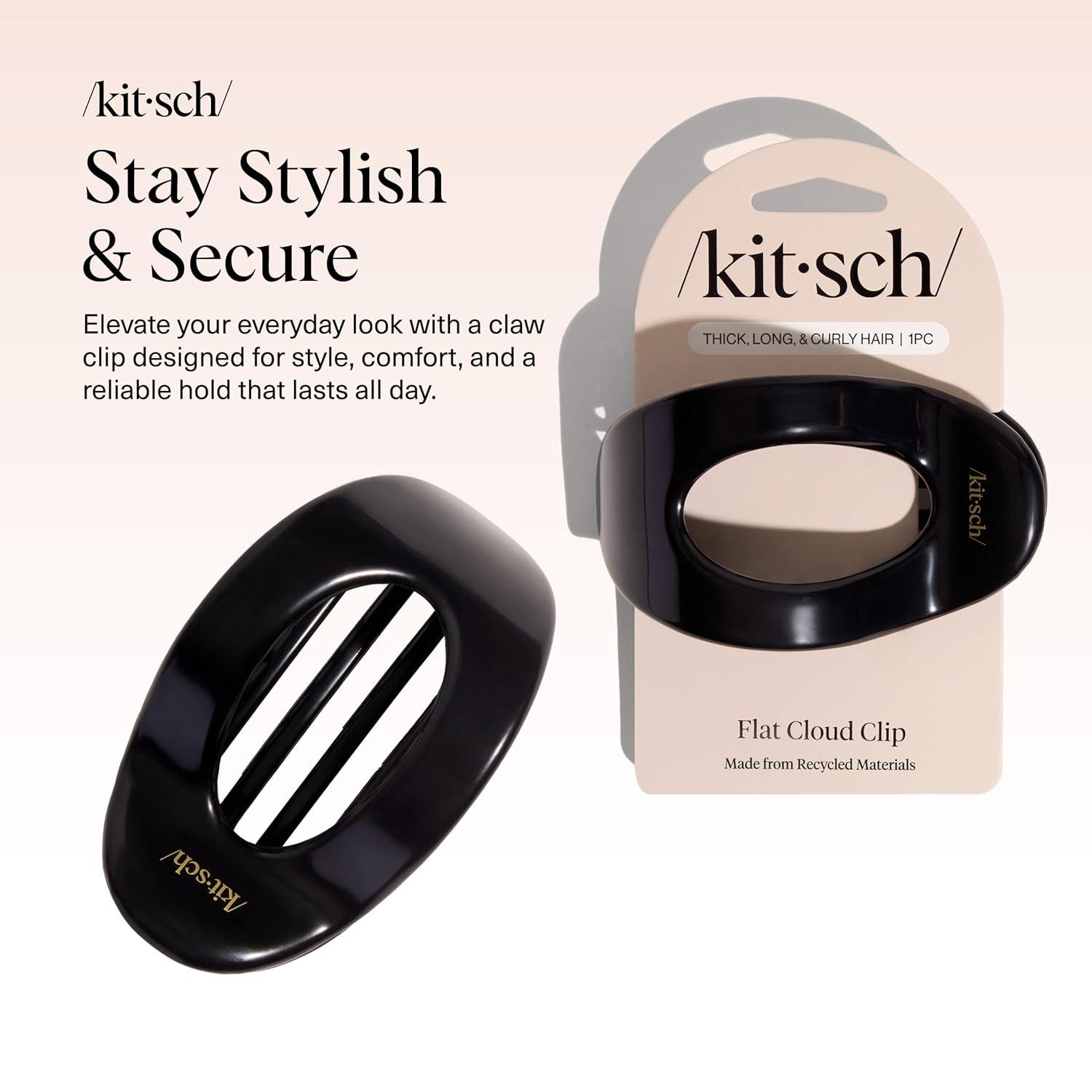 imageKitsch Medium Flat Claw Clips for Women  Stylish Flat Hair Clips for Women Strong Hold for Thick ampamp Fine Hair  NonSlip for Secure Comfortable AllDay Wear  BlackLBlack