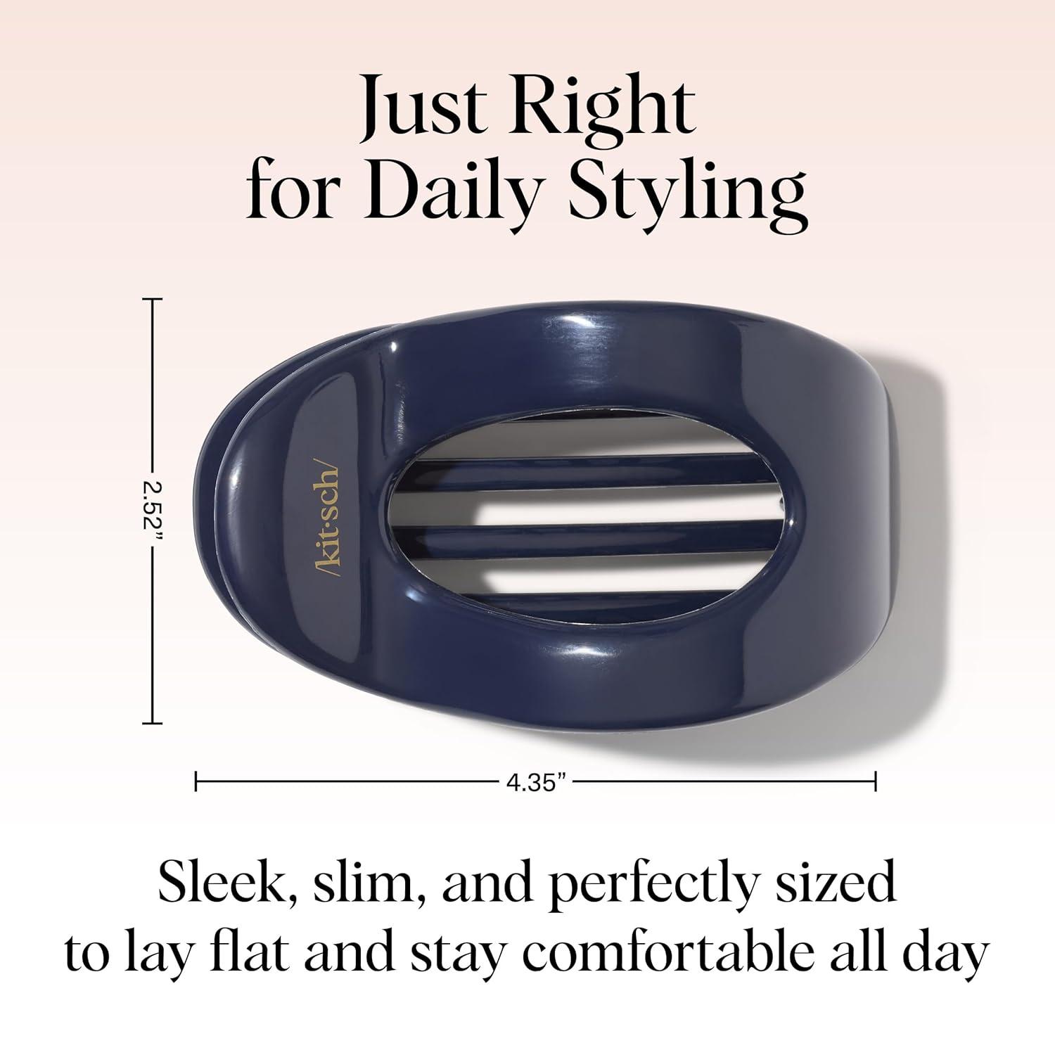 imageKitsch Medium Flat Claw Clips for Women  Stylish Flat Hair Clips for Women Strong Hold for Thick ampamp Fine Hair  NonSlip for Secure Comfortable AllDay Wear  BlackBlue Orchid
