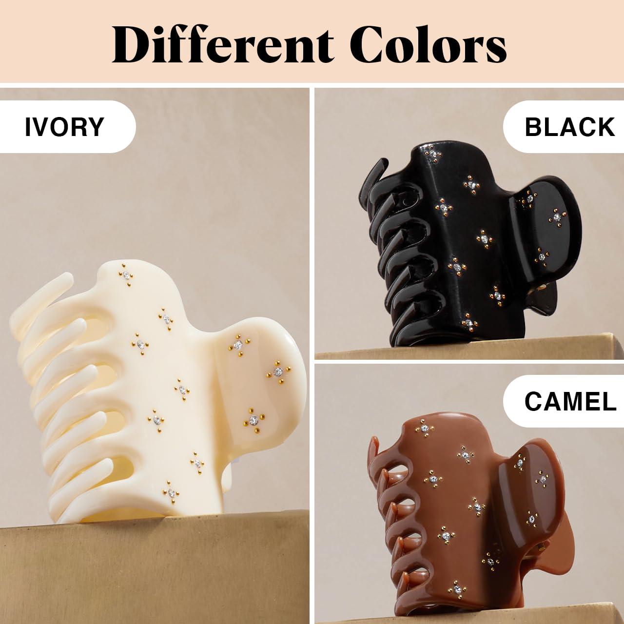 imageKitsch Medium Hair Clips for Women  Strong Hold Claw Clips for Thick or Thin Hair  Recycled Plastic NonSlip Durable  Cherry Print  Ideal Gifts for Women  1pcRhinestone Ivory