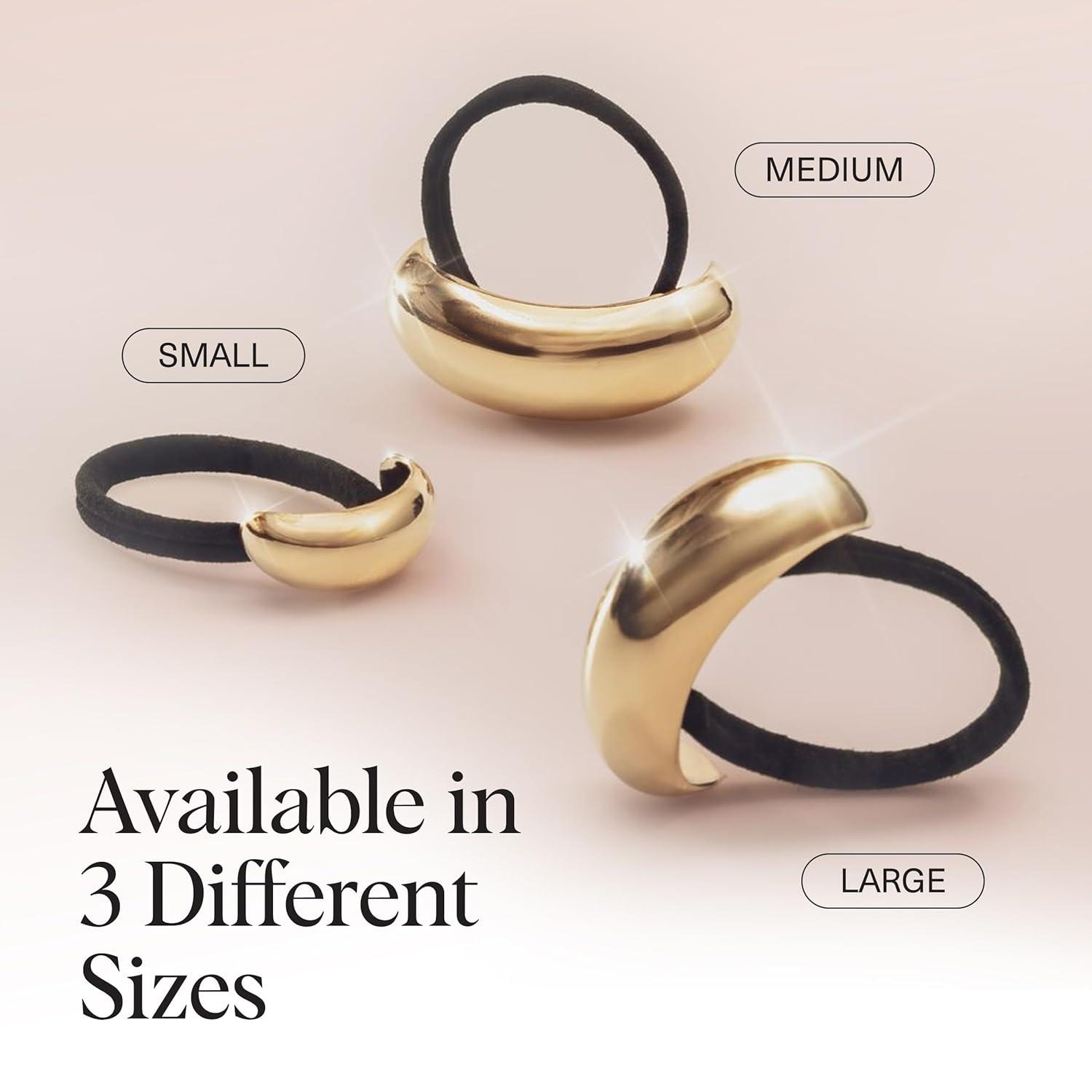 imageKitsch Medium Hair Cuffs for Braids ampamp Ponytails  Sleek Hair Ties No Damage for Women  Recycled Plastic ampamp Nylon Elastics  Stylish ampamp Durable  Black ampamp Tort 2pcsLGold