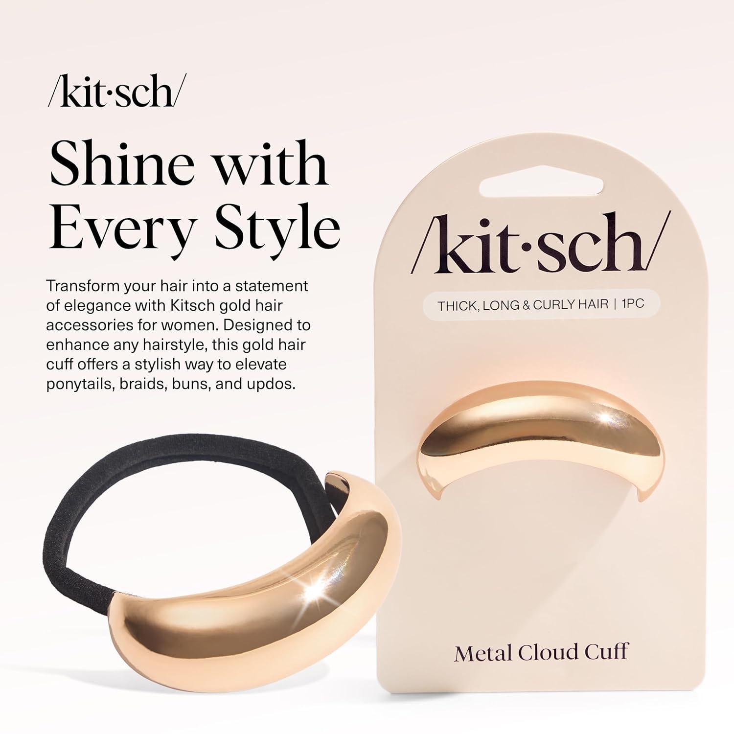 imageKitsch Medium Hair Cuffs for Braids ampamp Ponytails  Sleek Hair Ties No Damage for Women  Recycled Plastic ampamp Nylon Elastics  Stylish ampamp Durable  Black ampamp Tort 2pcsLGold