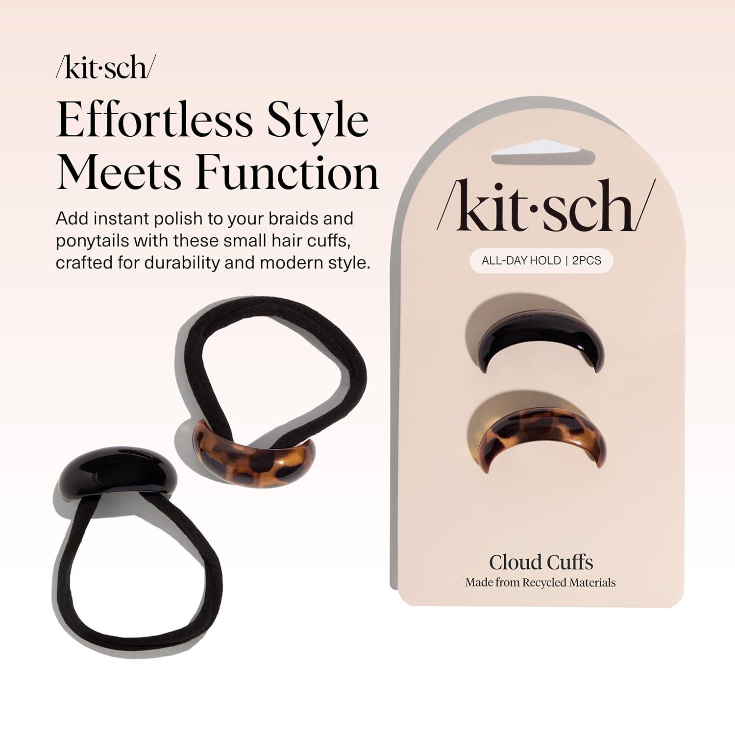 imageKitsch Medium Hair Cuffs for Braids ampamp Ponytails  Sleek Hair Ties No Damage for Women  Recycled Plastic ampamp Nylon Elastics  Stylish ampamp Durable  Black ampamp Tort 2pcsSBlack  Tort