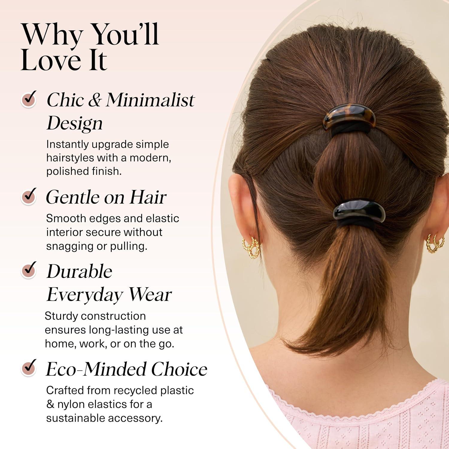 imageKitsch Medium Hair Cuffs for Braids ampamp Ponytails  Sleek Hair Ties No Damage for Women  Recycled Plastic ampamp Nylon Elastics  Stylish ampamp Durable  Black ampamp Tort 2pcsSBlack  Tort