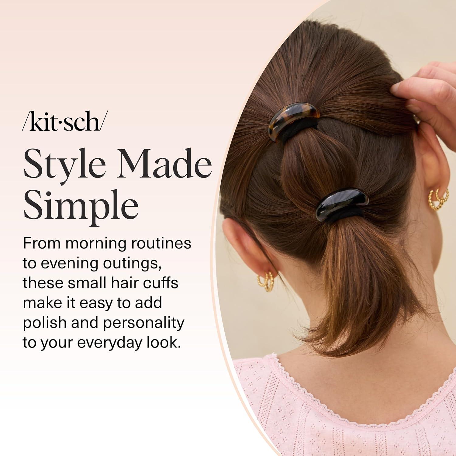 imageKitsch Medium Hair Cuffs for Braids ampamp Ponytails  Sleek Hair Ties No Damage for Women  Recycled Plastic ampamp Nylon Elastics  Stylish ampamp Durable  Black ampamp Tort 2pcsSBlack  Tort