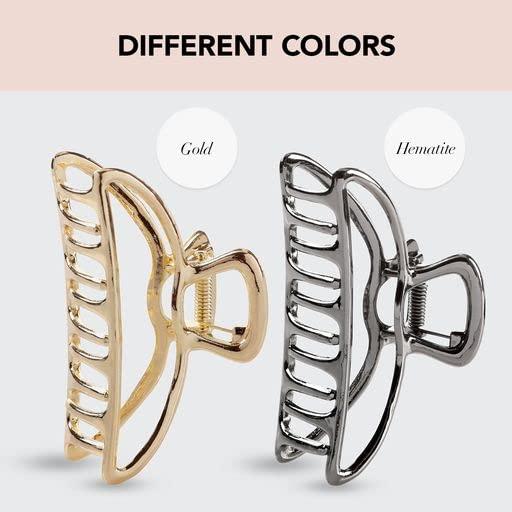 imageKitsch Metal Hair Clips for Women  Durable ampamp Elegant Metal Claw Clips Perfect for Everyday Use ampamp Special Occasions  Ideal Gifts for Women  Gold 1 PcHematite