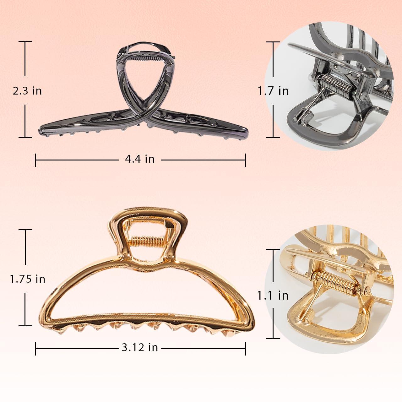 imageKitsch Metal Hair Clips for Women  Durable ampamp Elegant Metal Claw Clips Perfect for Everyday Use ampamp Special Occasions  Ideal Gifts for Women  Gold 1 PcGold  Hematite 4 Pieces  Assorted