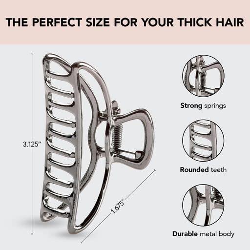 imageKitsch Metal Hair Clips for Women  Durable ampamp Elegant Metal Claw Clips Perfect for Everyday Use ampamp Special Occasions  Ideal Gifts for Women  Gold 1 PcHematite