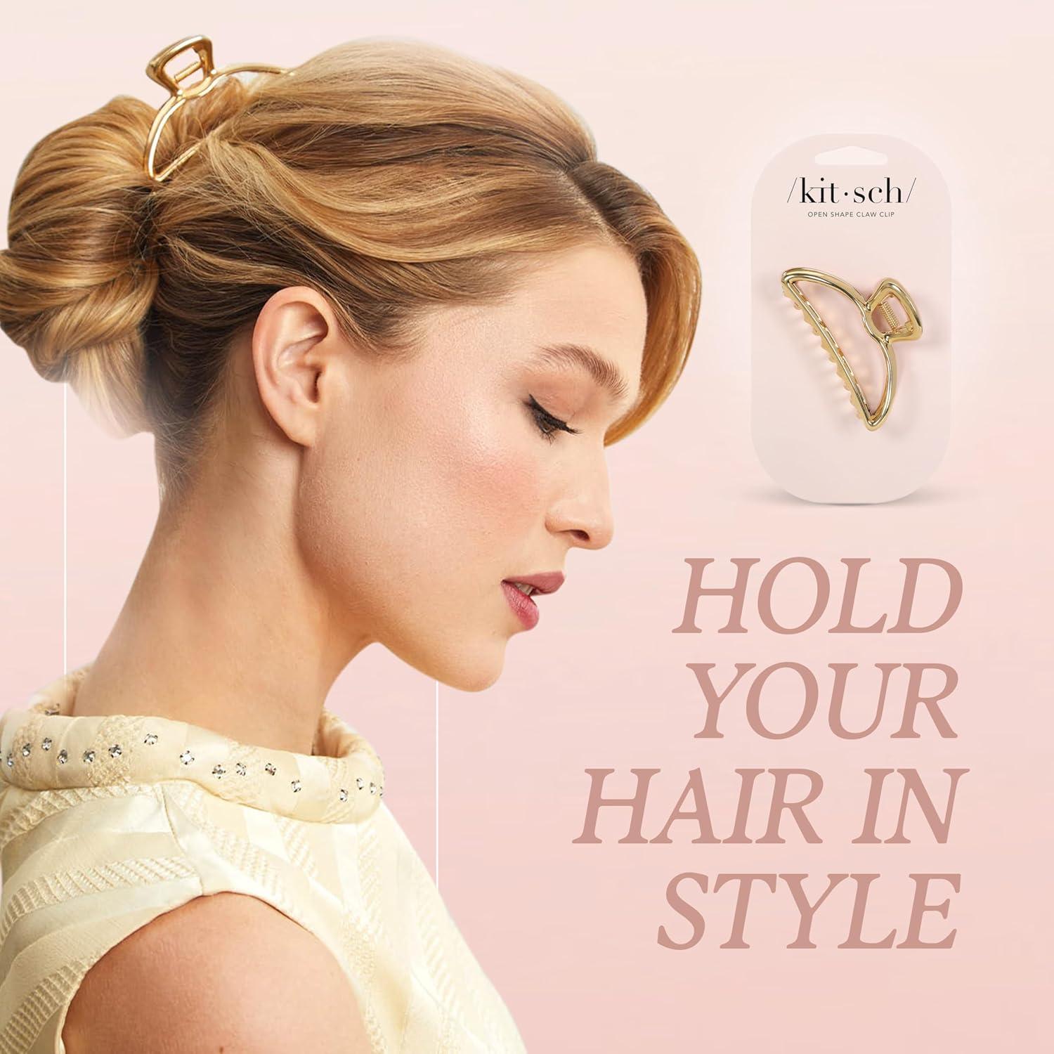 imageKitsch Metal Hair Clips for Women  Durable ampamp Elegant Metal Claw Clips Perfect for Everyday Use ampamp Special Occasions  Ideal Gifts for Women  Gold 1 PcGold