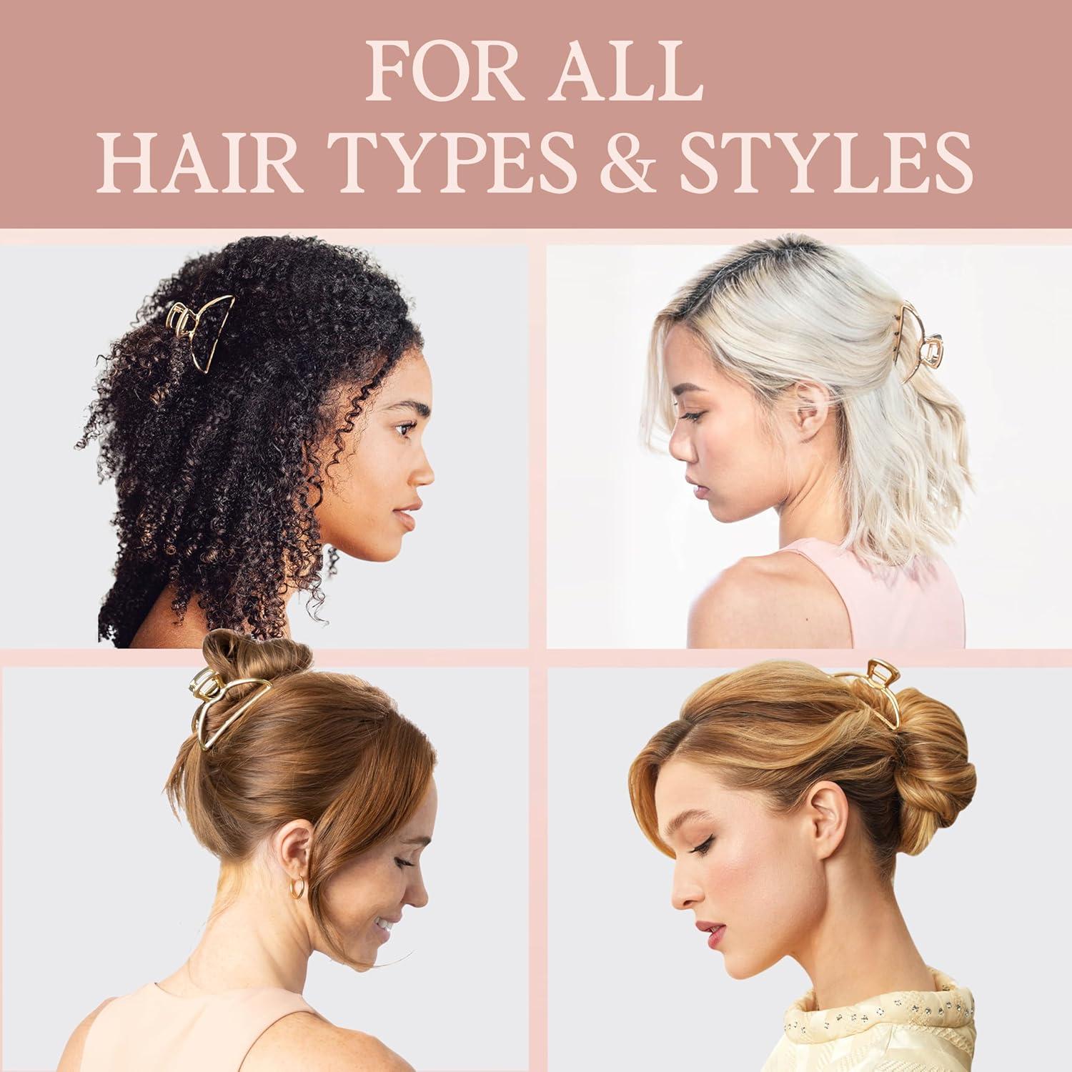 imageKitsch Metal Hair Clips for Women  Durable ampamp Elegant Metal Claw Clips Perfect for Everyday Use ampamp Special Occasions  Ideal Gifts for Women  Gold 1 PcGold