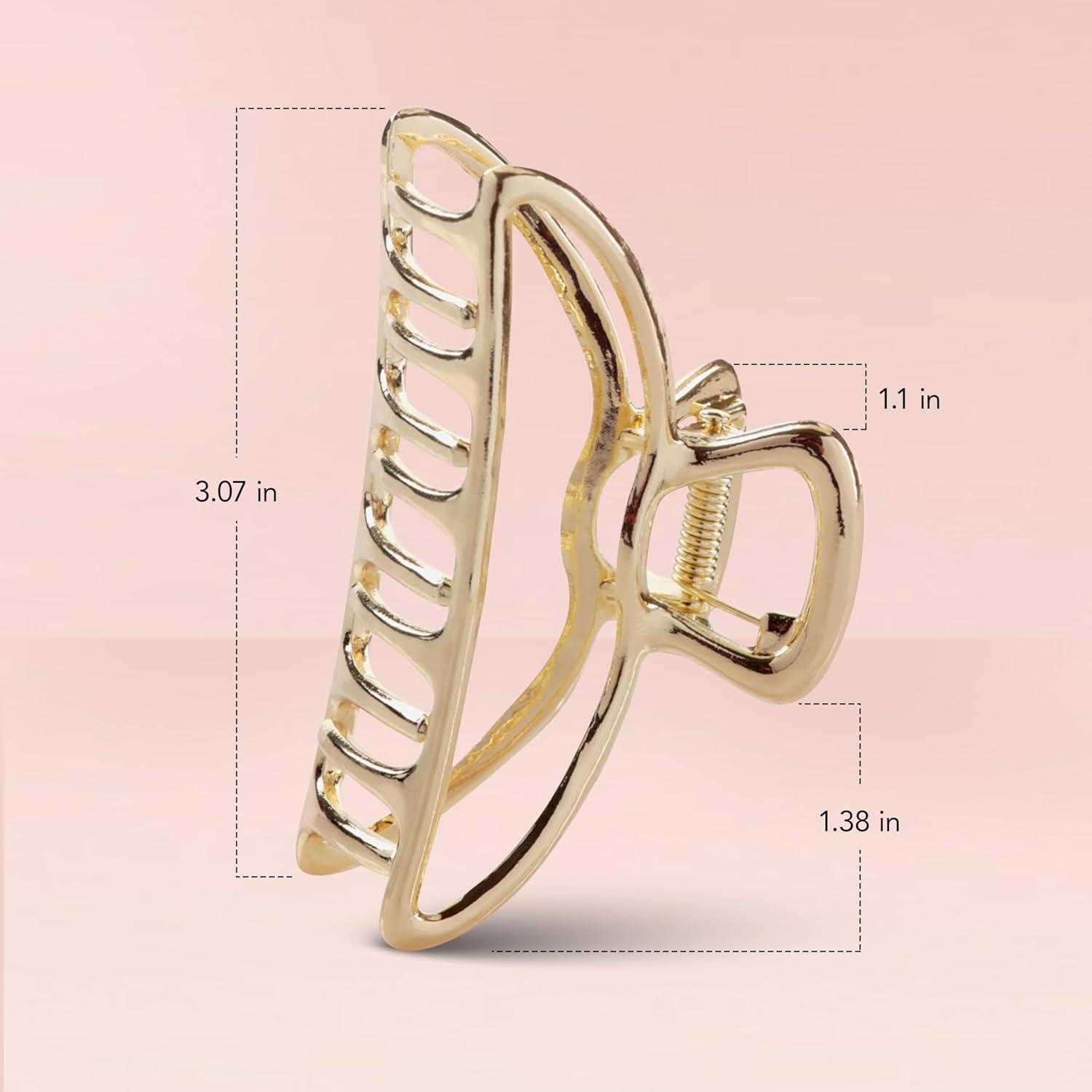 imageKitsch Metal Hair Clips for Women  Durable ampamp Elegant Metal Claw Clips Perfect for Everyday Use ampamp Special Occasions  Ideal Gifts for Women  Gold 1 PcGold