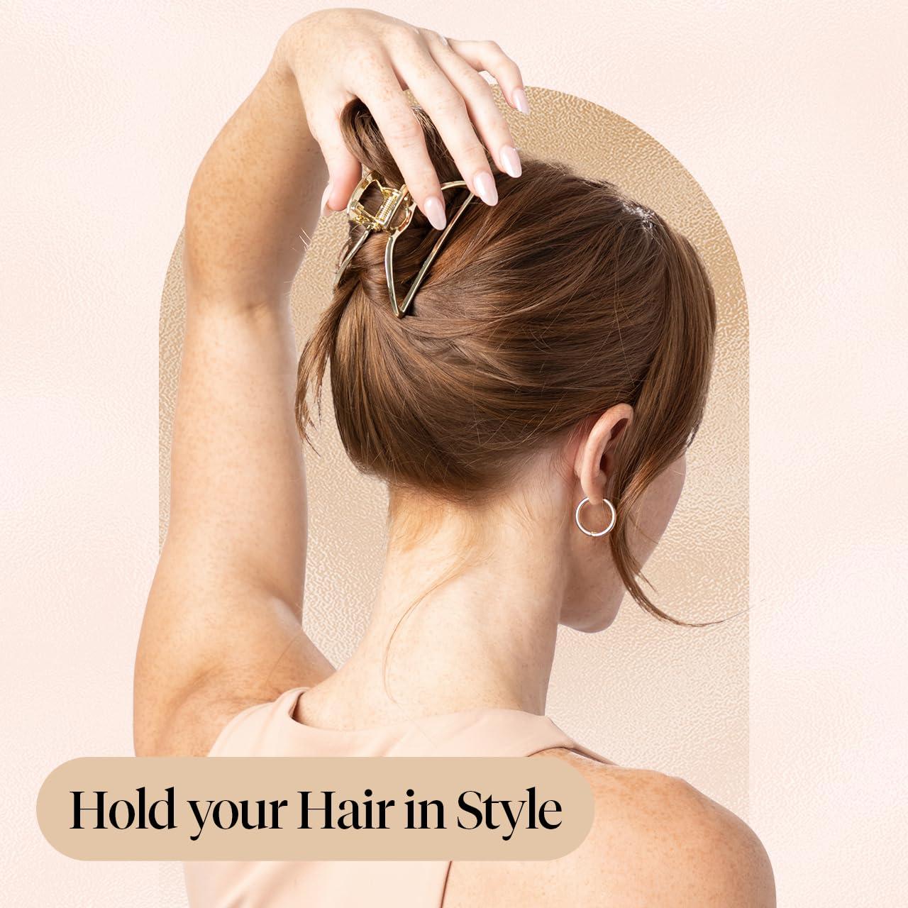imageKitsch Metal Hair Clips for Women  Durable ampamp Elegant Metal Claw Clips Perfect for Everyday Use ampamp Special Occasions  Ideal Gifts for Women  Gold 1 PcGold  Hematite 2 Pieces