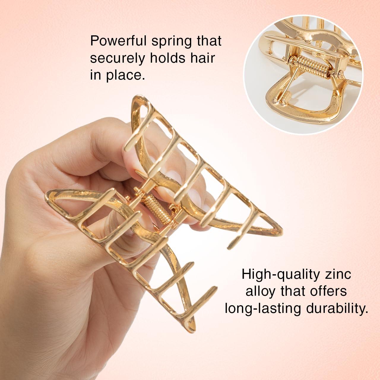 imageKitsch Metal Hair Clips for Women  Durable ampamp Elegant Metal Claw Clips Perfect for Everyday Use ampamp Special Occasions  Ideal Gifts for Women  Gold 1 PcGold  Hematite 4 Pieces  Assorted