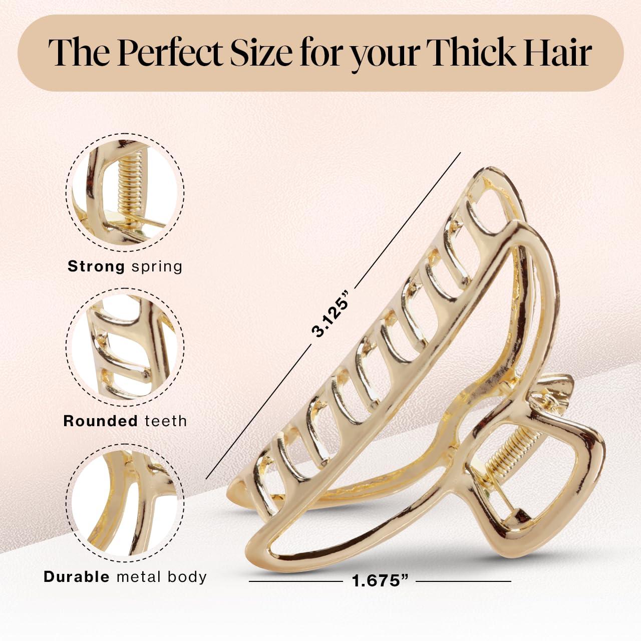 imageKitsch Metal Hair Clips for Women  Durable ampamp Elegant Metal Claw Clips Perfect for Everyday Use ampamp Special Occasions  Ideal Gifts for Women  Gold 1 PcGold  Hematite 2 Pieces