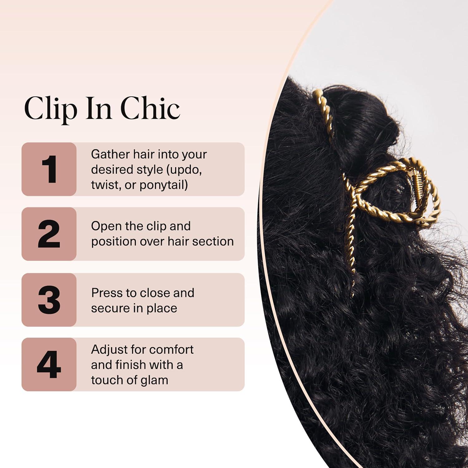 imageKitsch Metal Hair Clips for Women  Durable ampamp Elegant Rope Design Metal Claw Clips Perfect for Everyday Use ampamp Special Occasions  Gold  Ideal Gifts for Women 1 PcGold Rope