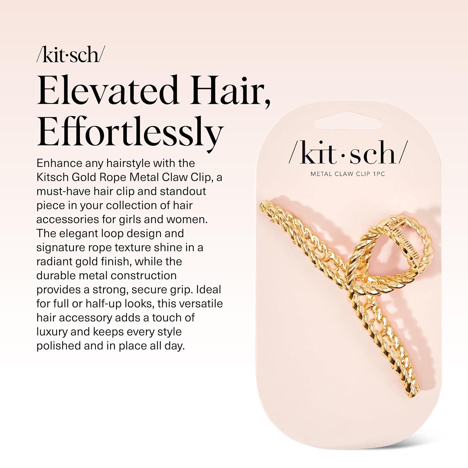 imageKitsch Metal Hair Clips for Women  Durable ampamp Elegant Rope Design Metal Claw Clips Perfect for Everyday Use ampamp Special Occasions  Gold  Ideal Gifts for Women 1 PcGold Rope