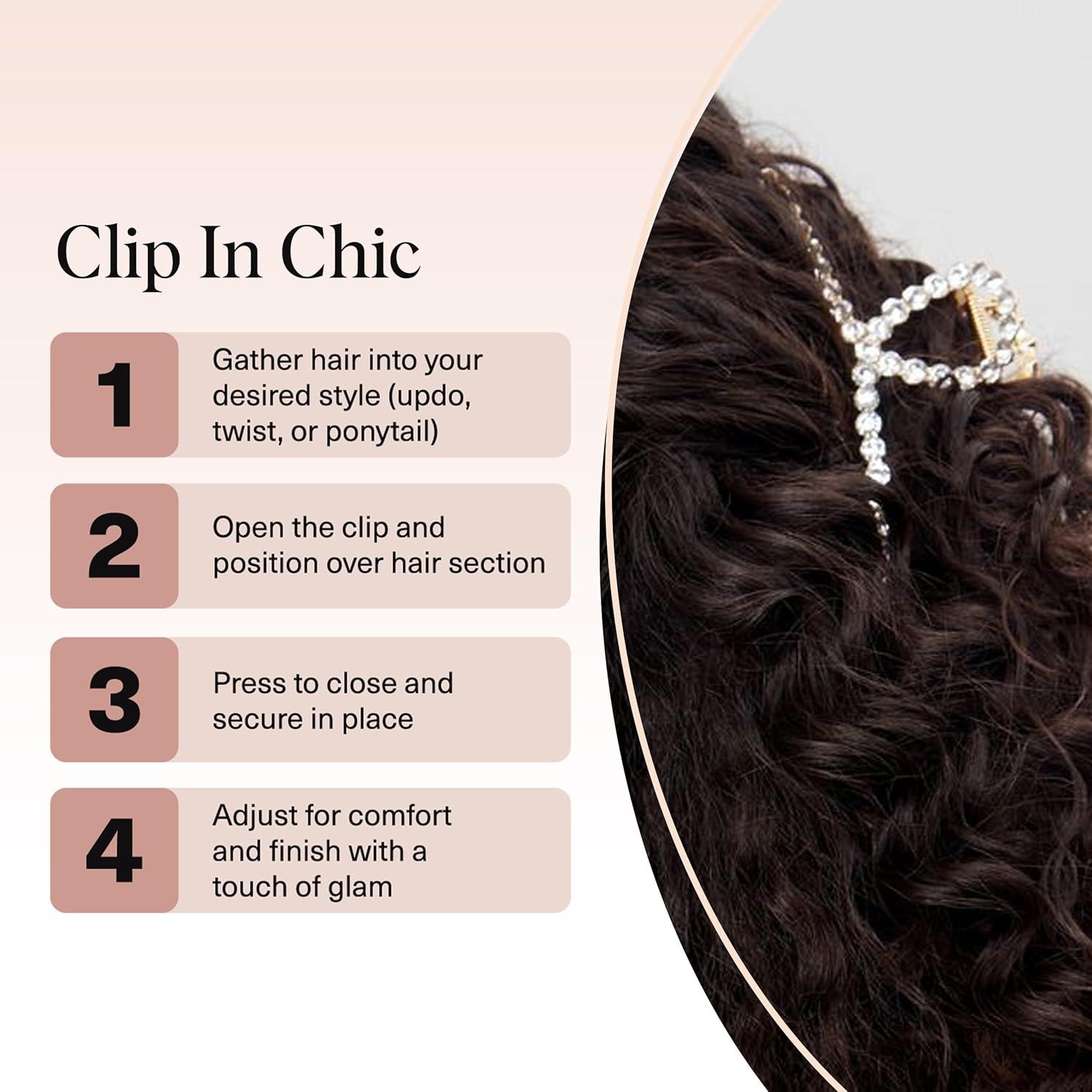 imageKitsch Metal Hair Clips for Women  Durable ampamp Elegant Rope Design Metal Claw Clips Perfect for Everyday Use ampamp Special Occasions  Gold  Ideal Gifts for Women 1 PcGold Rhinestone