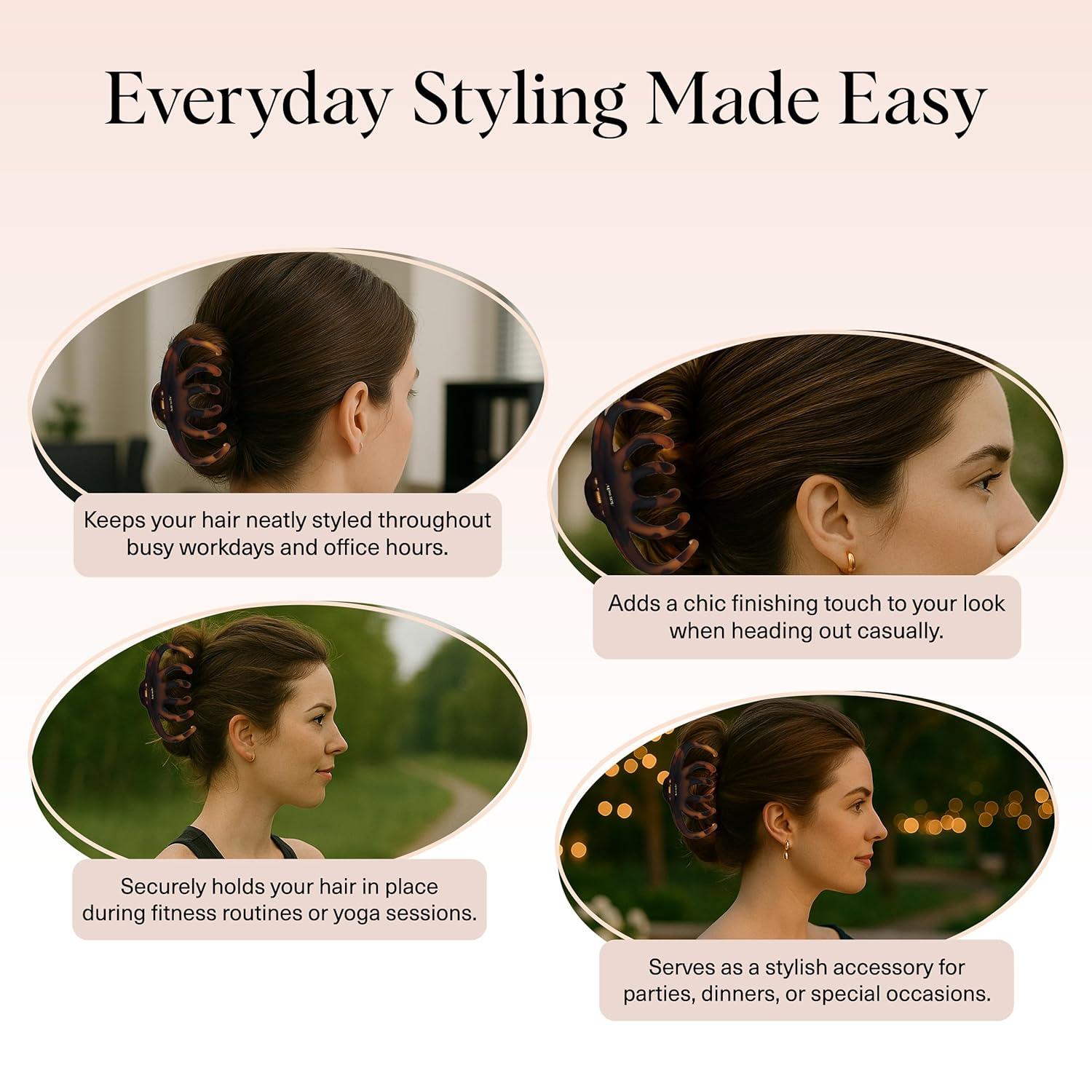 imageKitsch Octopus Claw Clips for Women  Cute ampamp Stylish Hair Clips for Everyday Use Octopus Claw Clip for Thick Hair  Ideal Gifts for Women  Black ampamp Tortoise 2pcs
