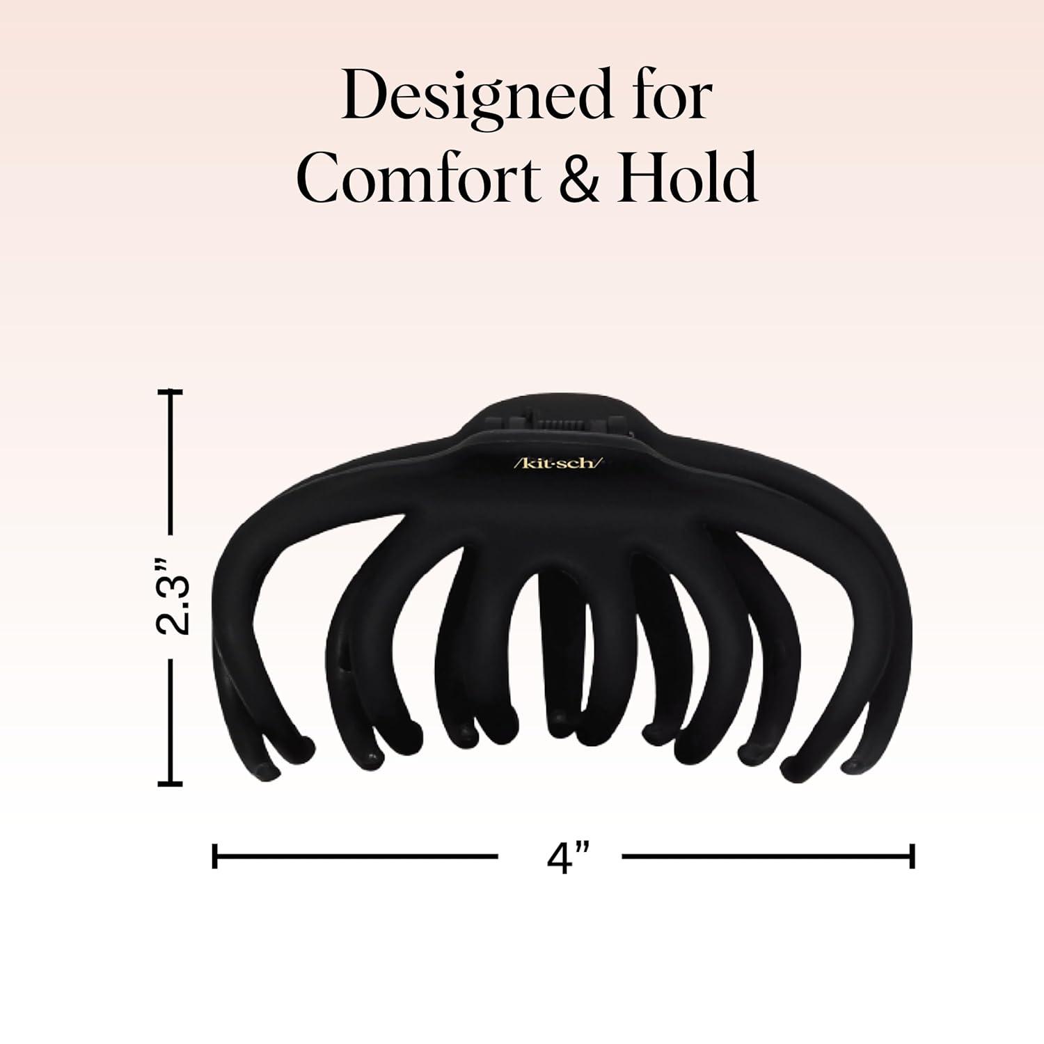imageKitsch Octopus Claw Clips for Women  Cute ampamp Stylish Hair Clips for Everyday Use Octopus Claw Clip for Thick Hair  Ideal Gifts for Women  Black ampamp Tortoise 2pcs