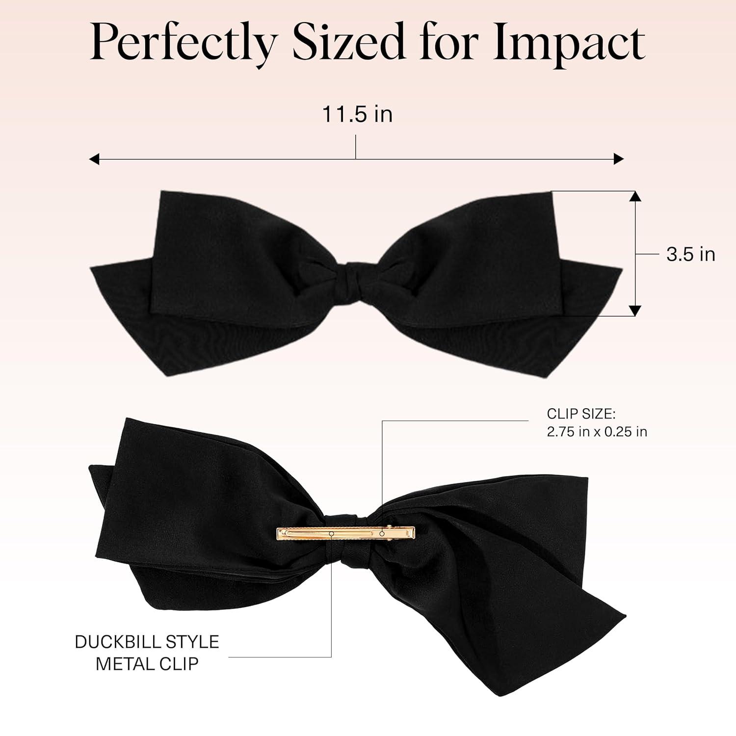 imageKitsch Oversized Hair Bows for Women  Recycled Polyester Material  Stylish and Elegant  Cute Hair Bow Clips  Black 1pcBlack