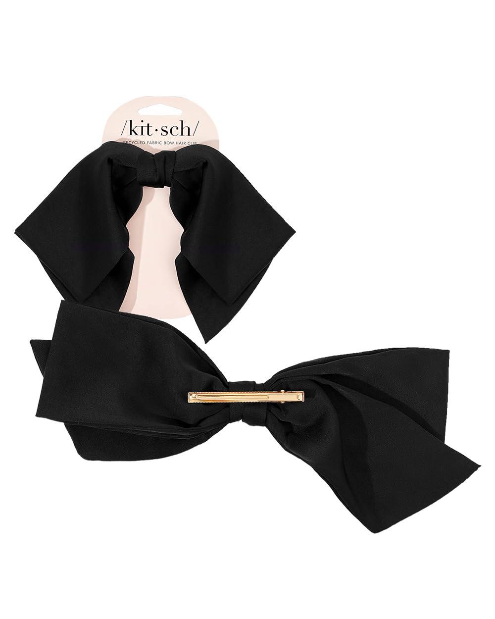 imageKitsch Oversized Hair Bows for Women  Recycled Polyester Material  Stylish and Elegant  Cute Hair Bow Clips  Black 1pcBlack