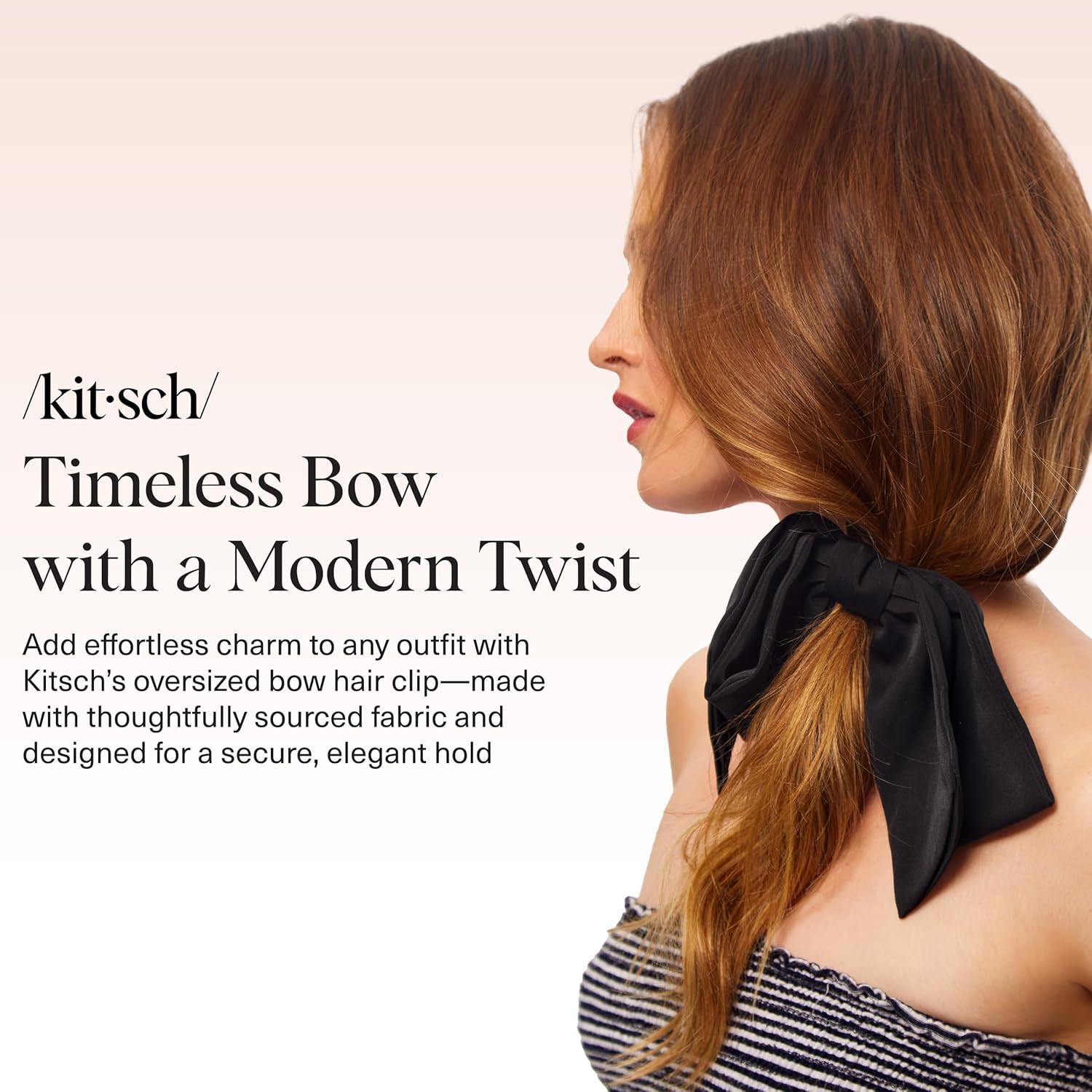 imageKitsch Oversized Hair Bows for Women  Recycled Polyester Material  Stylish and Elegant  Cute Hair Bow Clips  Black 1pcBlack