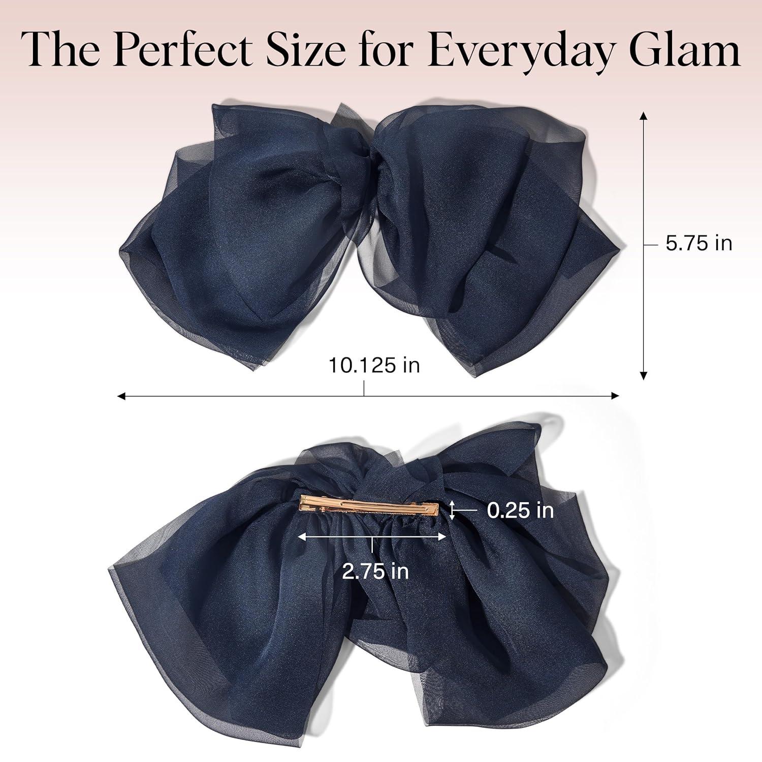 imageKitsch Oversized Hair Bows for Women  Recycled Polyester Material  Stylish and Elegant  Cute Hair Bow Clips  Black 1pcBlue Orchid
