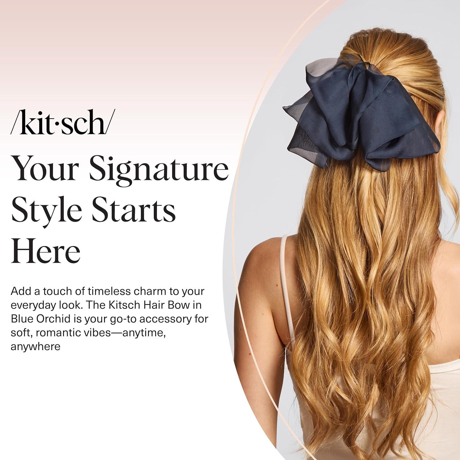 imageKitsch Oversized Hair Bows for Women  Recycled Polyester Material  Stylish and Elegant  Cute Hair Bow Clips  Black 1pcBlue Orchid