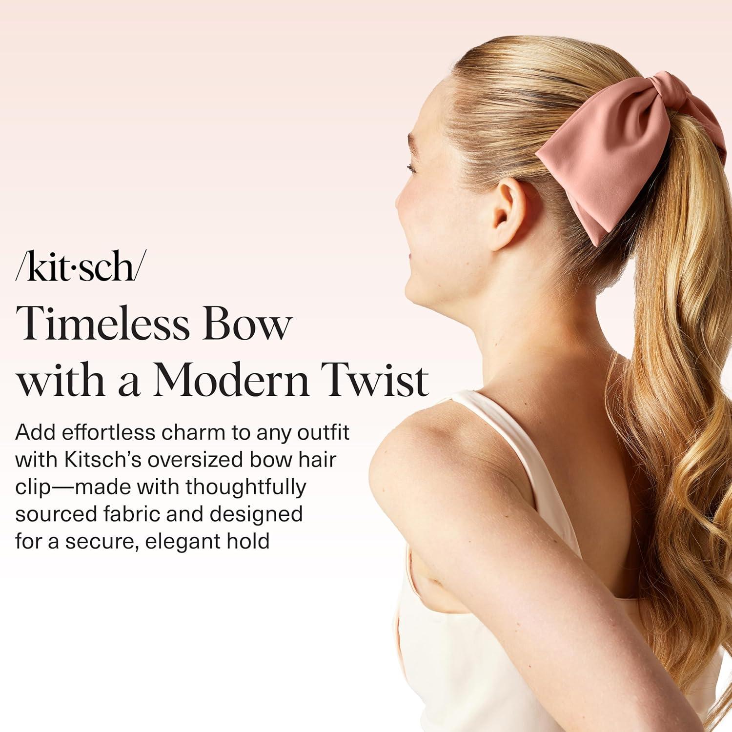 imageKitsch Oversized Hair Bows for Women  Recycled Polyester Material  Stylish and Elegant  Cute Hair Bow Clips  Black 1pcRosewood