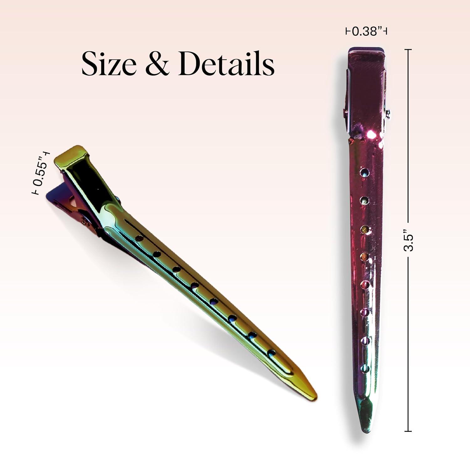 imageKitsch Professional Alligator Clips for Hair Styling  35quot Aluminum Hair Sectioning Clips for Salon ampamp Makeup Application  Ideal Gifts for Women  Rose Gold 6 PcsIridescent