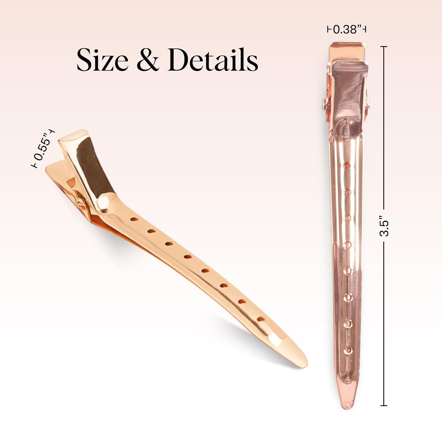 imageKitsch Professional Alligator Clips for Hair Styling  35quot Aluminum Hair Sectioning Clips for Salon ampamp Makeup Application  Ideal Gifts for Women  Rose Gold 6 PcsRose Gold