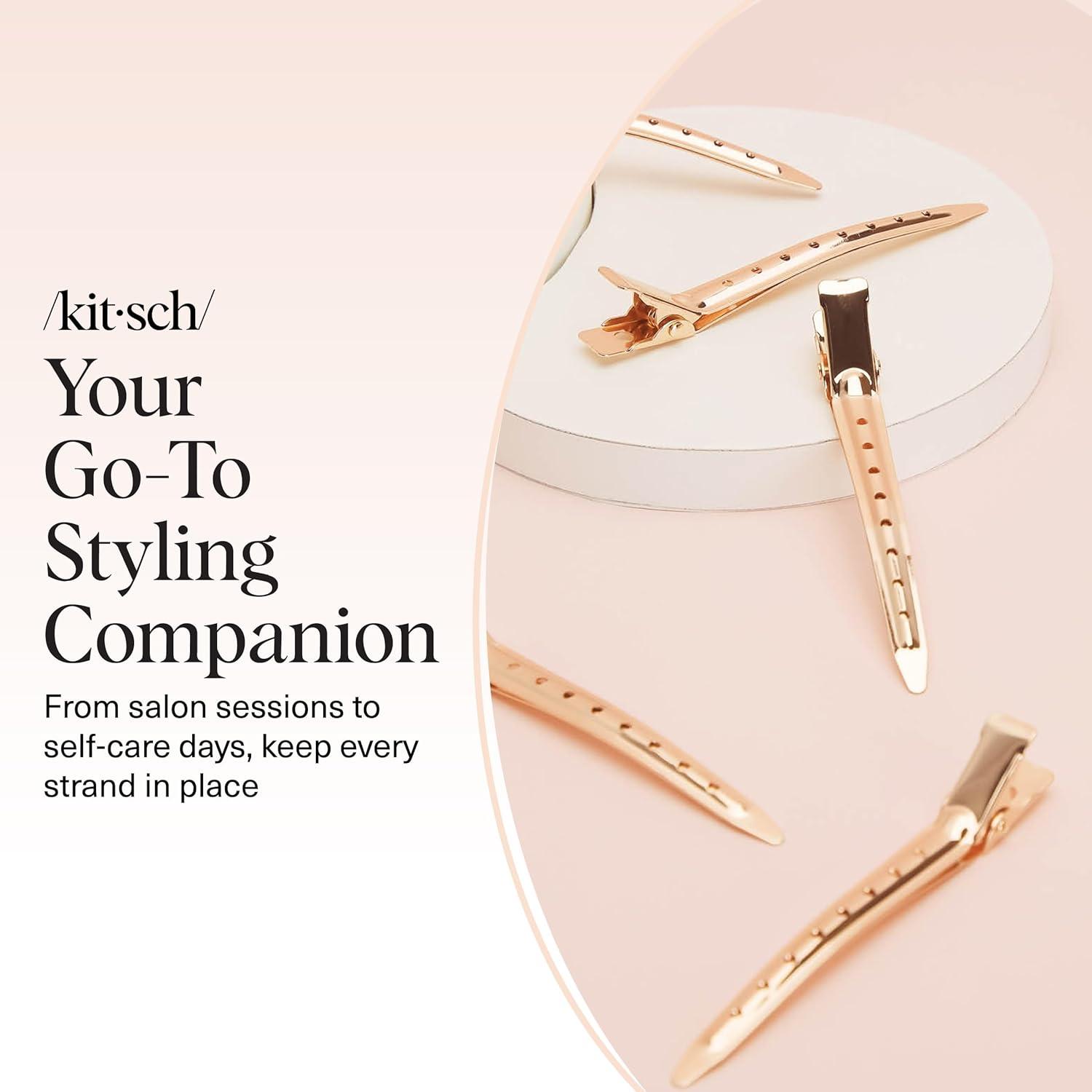 imageKitsch Professional Alligator Clips for Hair Styling  35quot Aluminum Hair Sectioning Clips for Salon ampamp Makeup Application  Ideal Gifts for Women  Rose Gold 6 PcsRose Gold