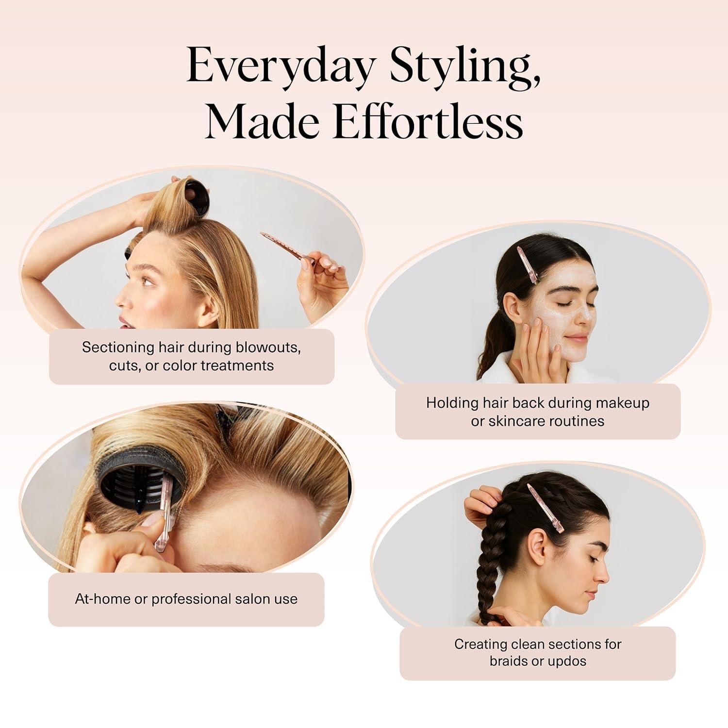imageKitsch Professional Alligator Clips for Hair Styling  35quot Aluminum Hair Sectioning Clips for Salon ampamp Makeup Application  Ideal Gifts for Women  Rose Gold 6 PcsRose Gold